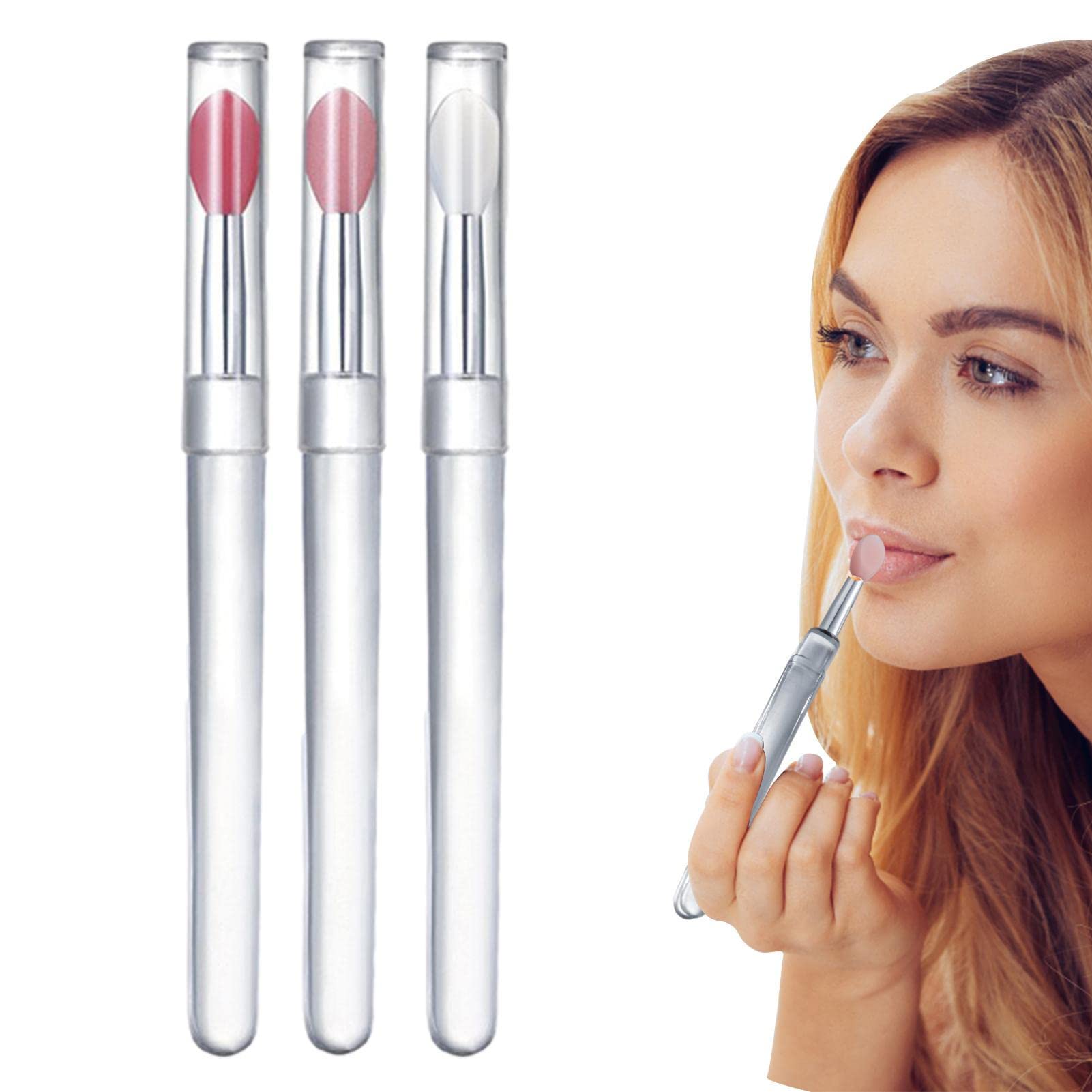 Soft Silicone Lip Gloss Brush with Lid - Travel Makeup Tool for Lipstick & Gloss Application
