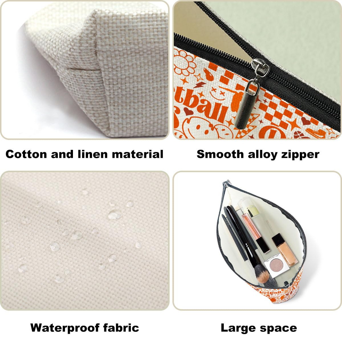 Basketball Makeup Bag - Waterproof Cosmetic Toiletry Bag for Women & Girls - Perfect Gift for Basketball Lovers, Players, Coaches, Sisters & Girlfriends - Great for Sports, Travel, Gym & Daily Use