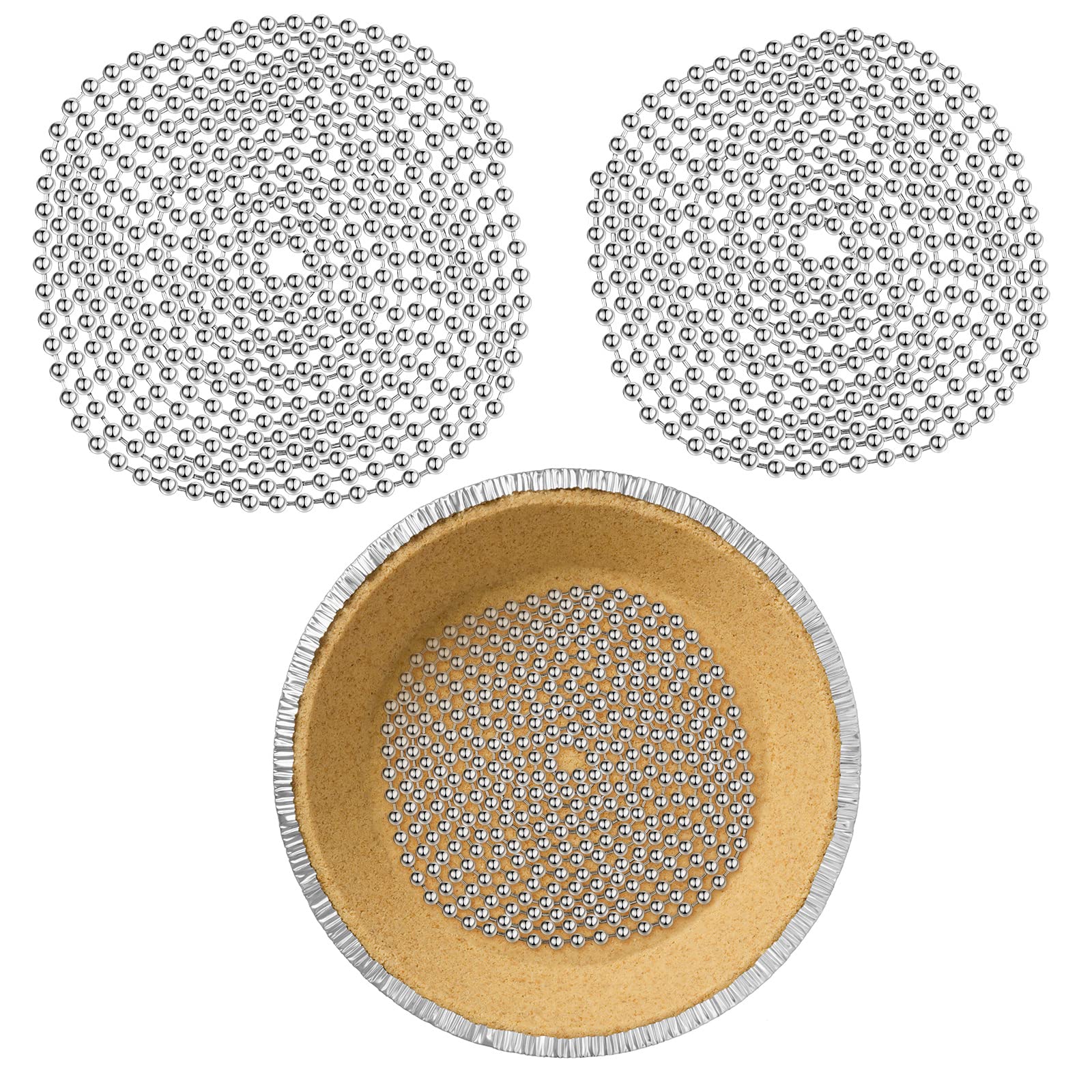 Ferraycle 2-Pack Stainless Steel Pie Weights for Baking - 6ft & 10ft Pie Weight Chains with Beads for Perfect Pie Crusts | Dough Stabilizer for Blind Baking, Tart Shells & Pastry Making | Essential Kitchen Tool for Home Bakers & Professional Chefs