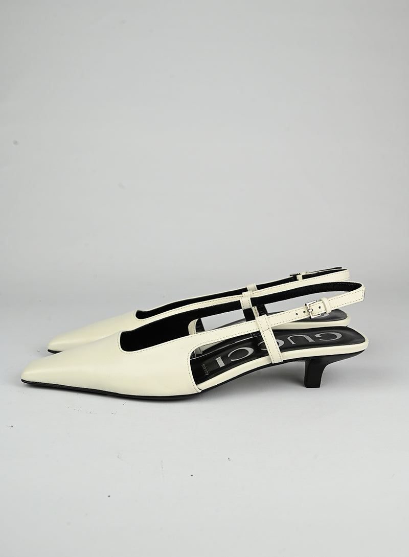 Gucci White Leather Slingback Heels Women's Size 37 - Perfect for Parties, Weddings & Office Wear