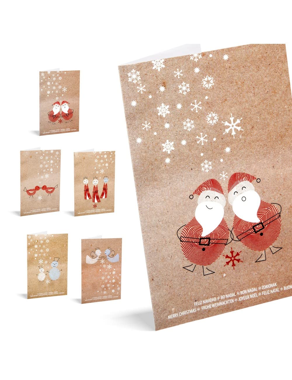 UNICEF Pack of 10 Christmas Greeting Cards - Eco-Friendly Kraft Paper Holiday Cards for Family & Friends - Perfect for Christmas Wishes, Office Gifts & Holiday Decorations