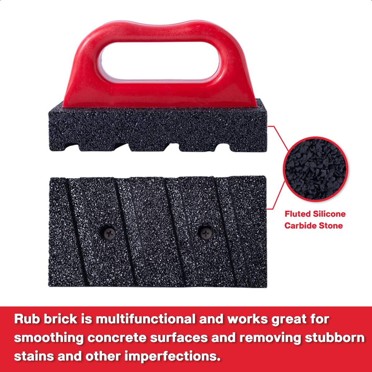 20 Grit Masonry Rub Brick Tool with Handle - Heavy Duty Concrete Surface Cleaning & Smoothing Tool for Removing Marks (2 Pack) - Perfect for Construction, DIY Projects & Professional Masonry Work