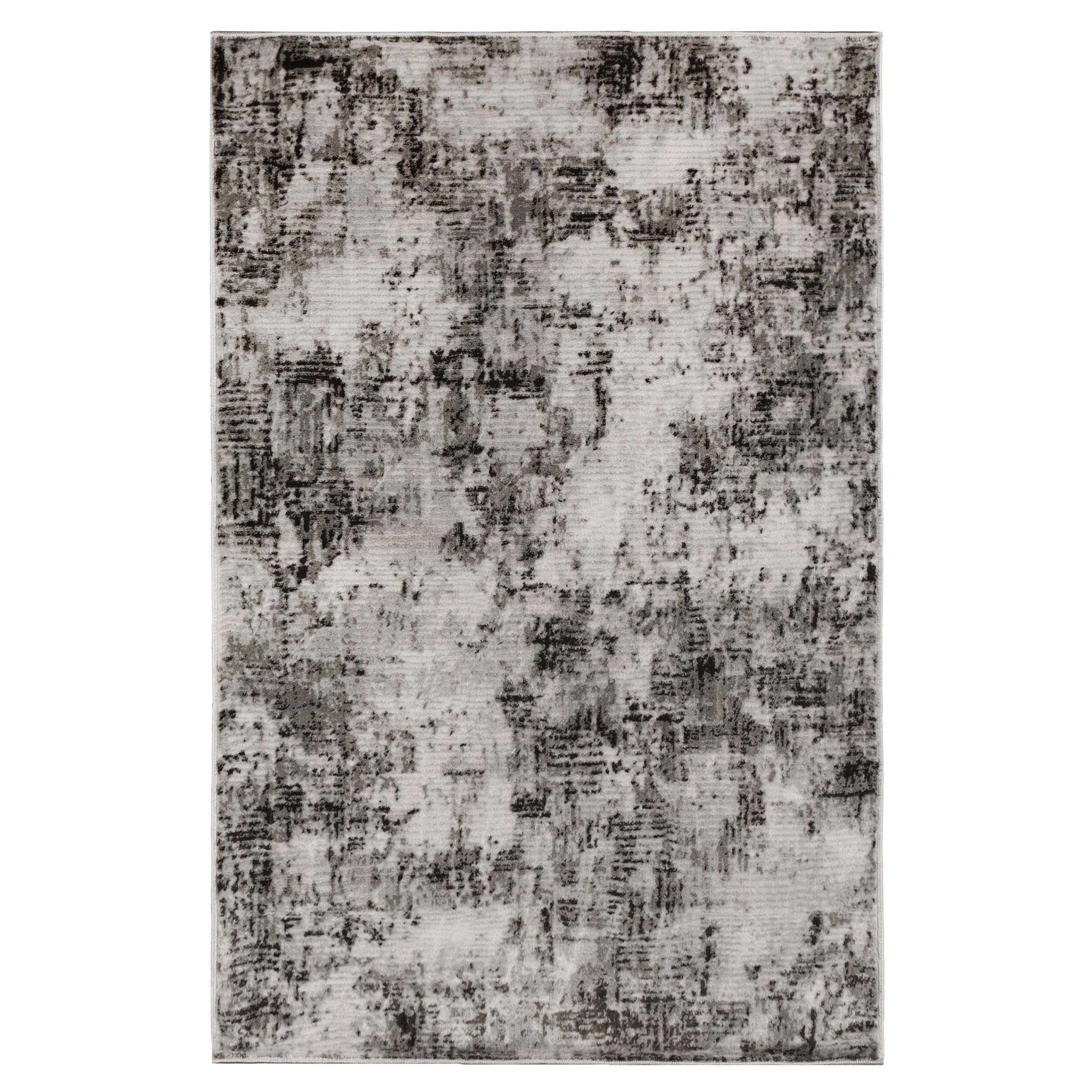 Premium Indoor Area Rug with Cotton Backing - Modern Abstract Distressed Design for Living Room, Bedroom, Office & Entryway - Euphemia Collection 3'x5' Charcoal - Perfect for Hardwood Floors, Kitchen, Dining & Home Decor