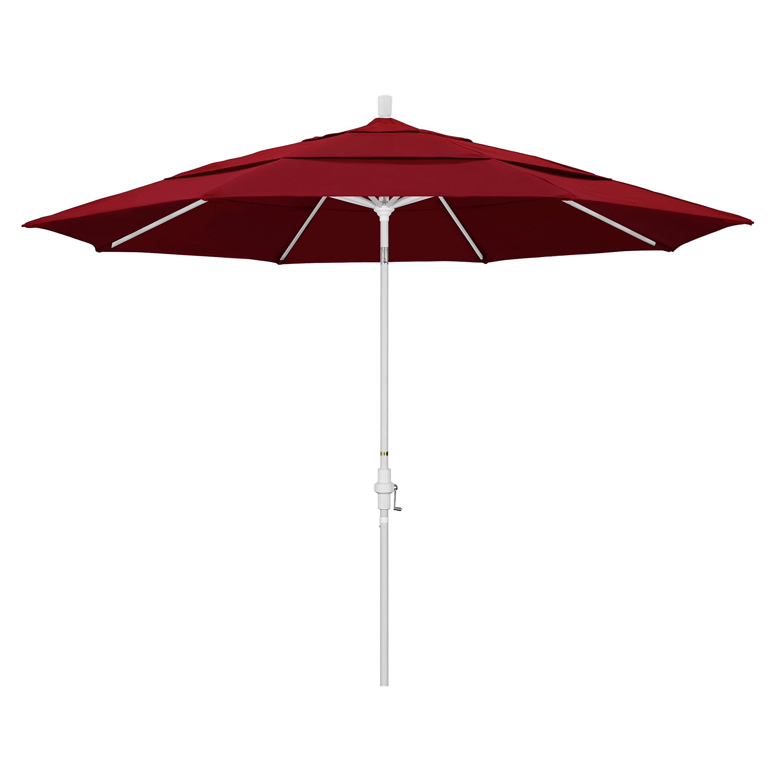 11' Round Aluminum Market Umbrella with Crank Lift & Tilt Mechanism - California Style Patio Umbrella for Outdoor Dining, Poolside, and Garden Relaxation