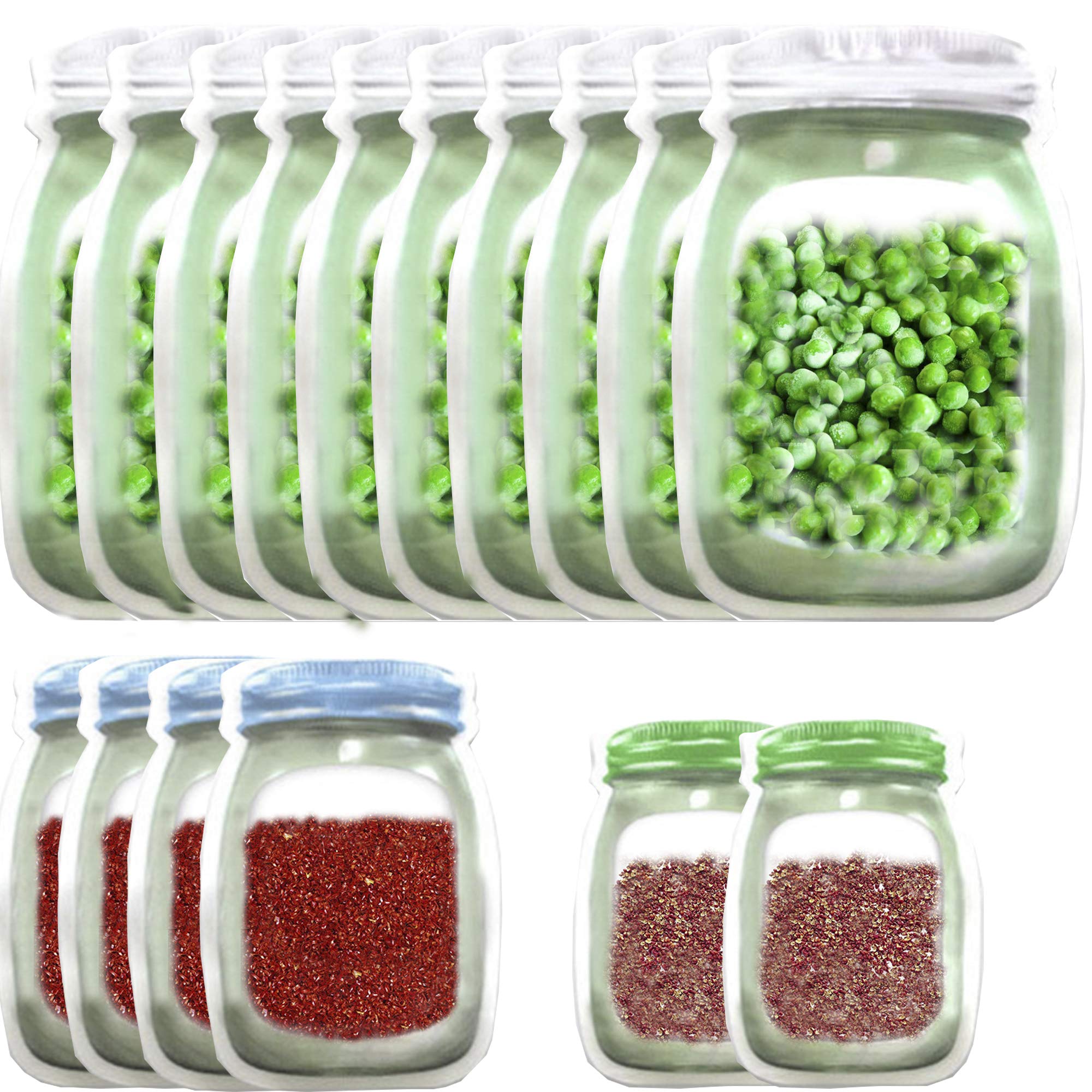 Enkrio 20-Pack Reusable Airtight Mason Jar Zipper Bags - Food Storage Bags for Snacks, Sandwich, Nuts, Cookies - Leak-Proof & BPA-Free - Perfect for Meal Prep, Picnics & On-the-Go Snacking