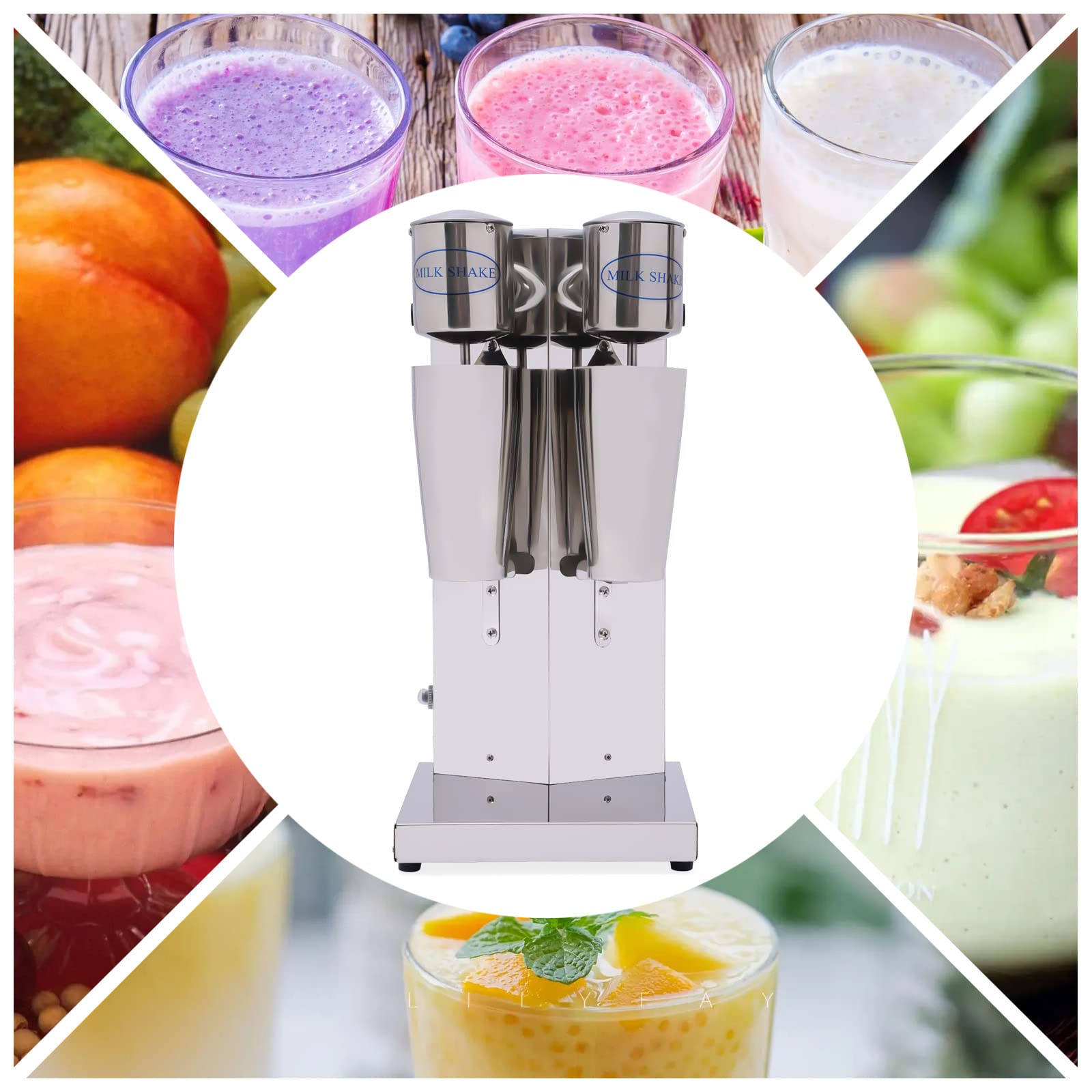 Retro Electric Milk Shaker - 110V Commercial Grade Double Head Milkshake Maker with 2 Speed Settings - Perfect for Restaurants, Diners & Home Bars - Make Thick Milkshakes, Smoothies & Protein Drinks