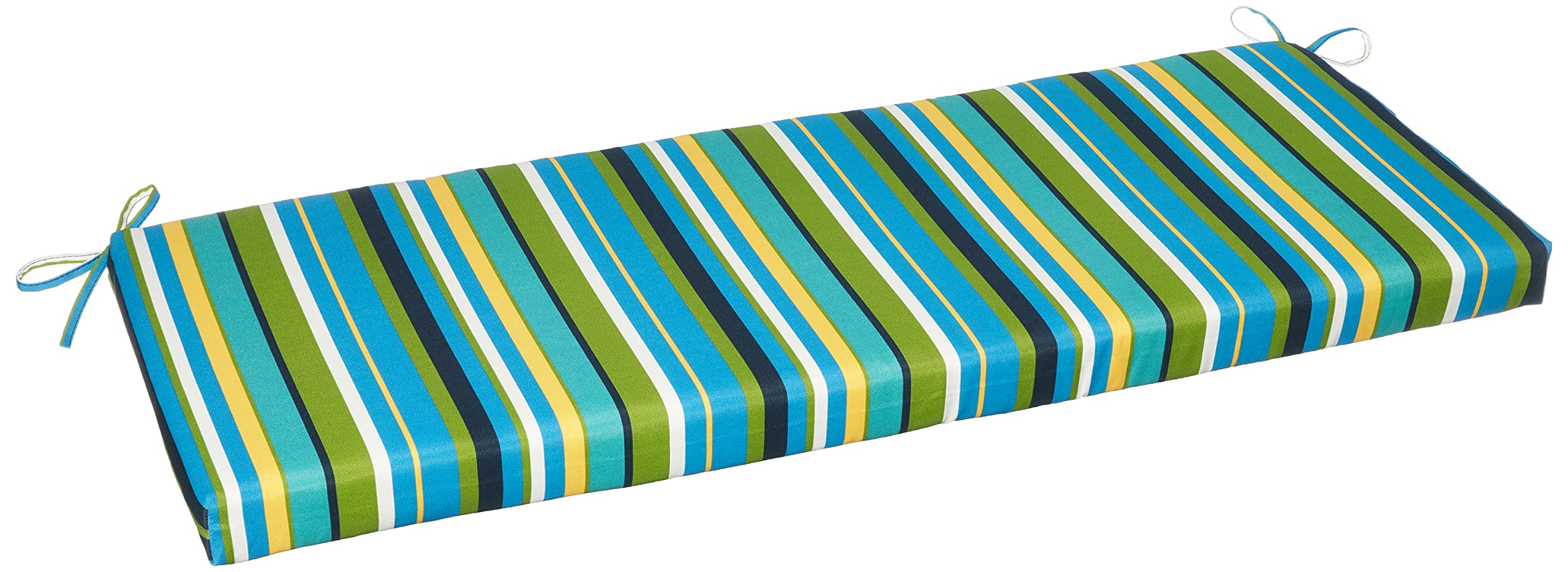 Pillow Perfect Topanga Stripe Lagoon Blue Bench & Swing Cushion - Indoor/Outdoor Waterproof Seat Pad (1-Pack) - Perfect for Patio Furniture, Porch Swings & Garden Benches