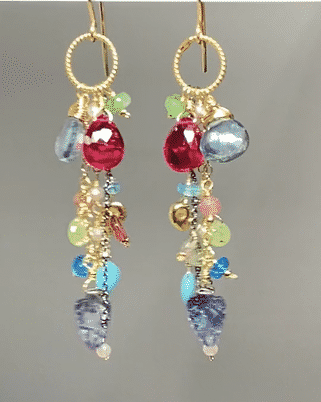 Hot Pink Topaz Dangle Earrings - 14K Gold Filled Mixed Metal Gemstone Jewelry for Women - Perfect for Parties, Weddings & Special Occasions