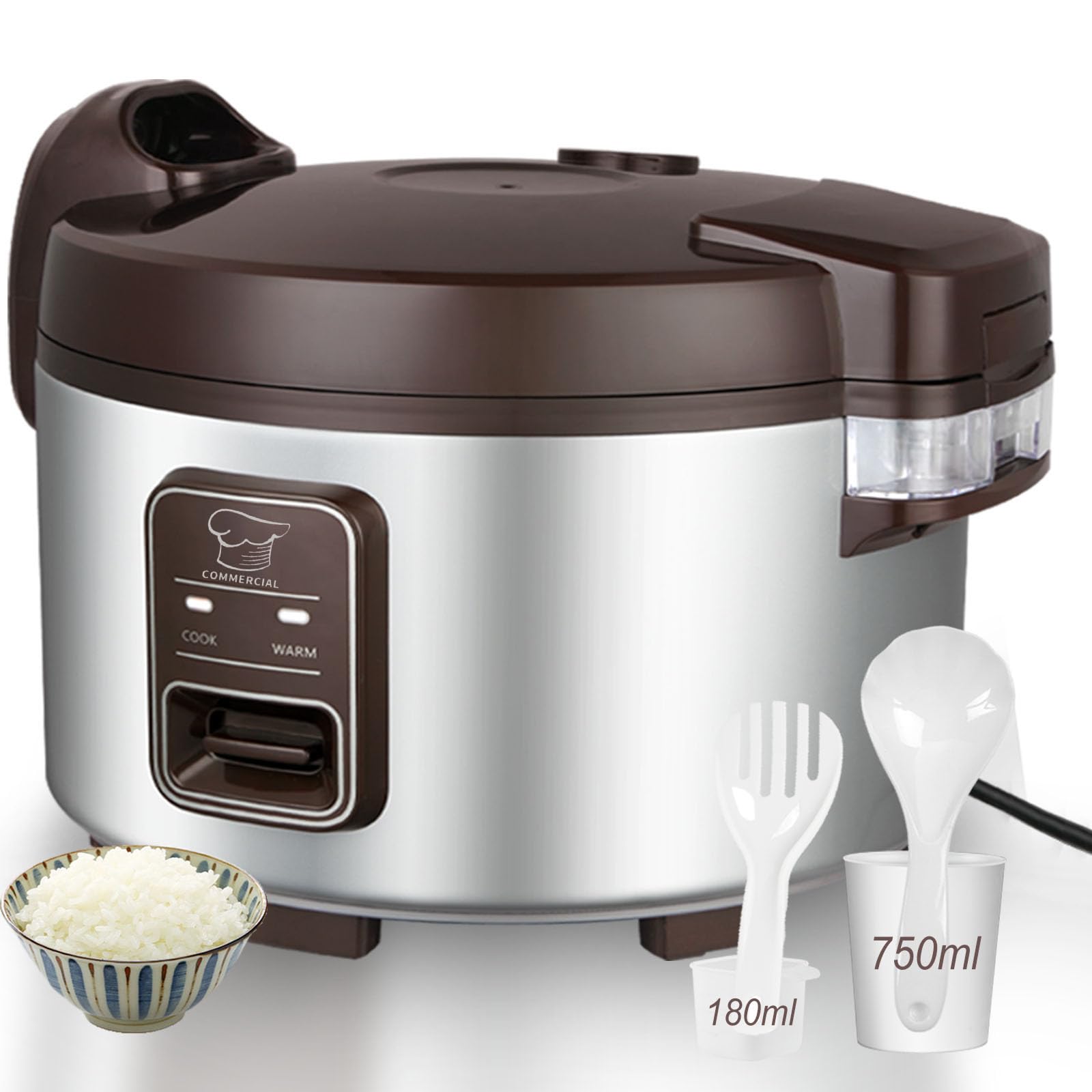 13.8 QT Large Commercial Rice Cooker - 65 Cups Cooked, 32 Cups Uncooked - Electric Rice Warmer for 18-28 People with One-Touch Operation - Perfect for Restaurants, Catering & Large Family Gatherings