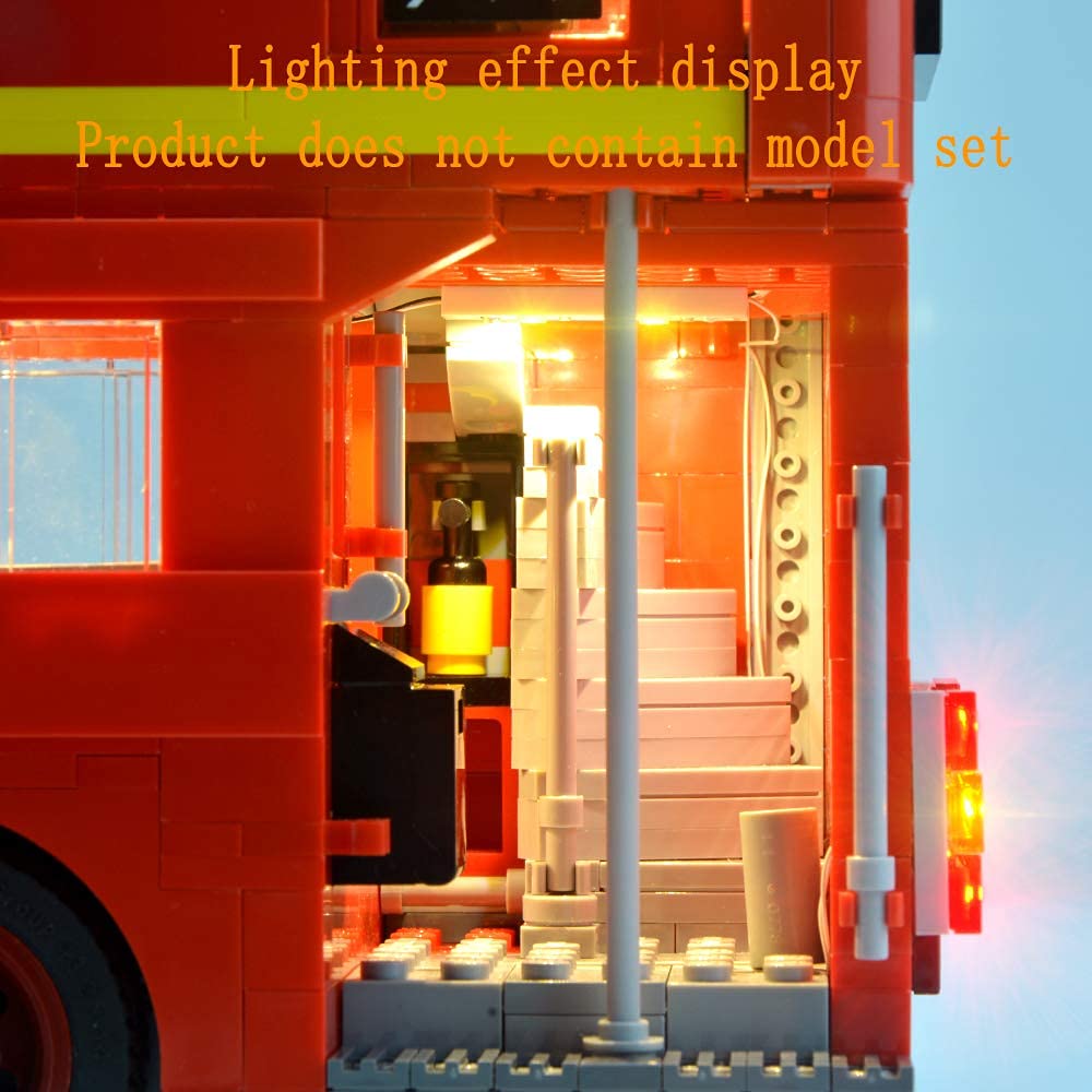 GEAMENT LED Light Kit for London Bus - Compatible with Lego Creator Expert 10258 Building Set (Model Not Included) | DIY Lighting Upgrade for Lego London Bus Display & Nighttime Showcase