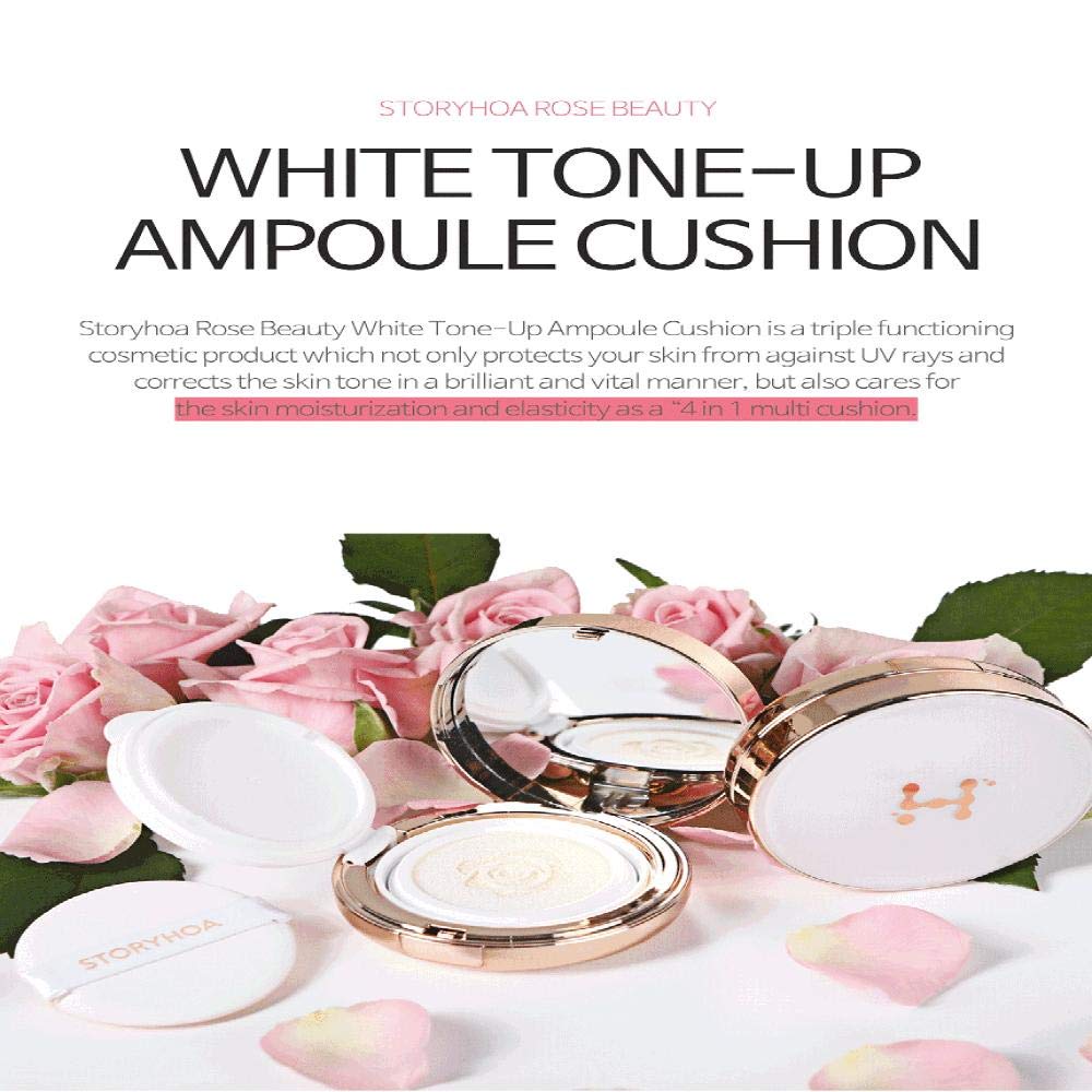 Rose Beauty White Tone-Up Ampoule Cushion - Brightening BB Cream with SPF for Flawless Glow | Perfect for Daily Makeup & Skin Protection
