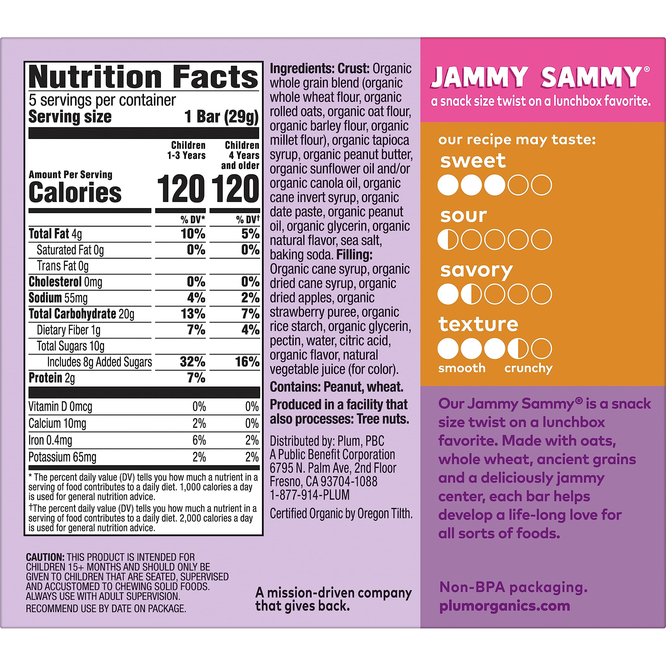 Organic Peanut Butter Strawberry Jammy Sammy Bars - Pack of 30 for Toddler Snacks & On-the-Go