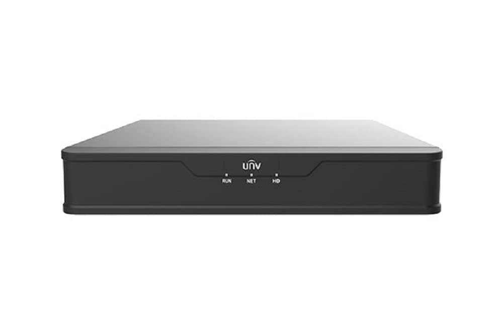 Uniview 8 Channel NVR Security System with 8 x PoE Ports, 1 x SATA, 1U Rack Mount, 64 Channel Video Recorder - Ideal for Home & Business Surveillance