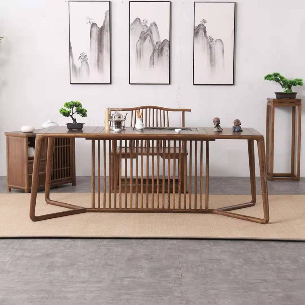 Handcrafted Elm Wood Gongfu Tea Table - Traditional Chinese Tea Ceremony Table for Home & Office - Perfect for Tea Lovers, Meditation, and Zen Decor
