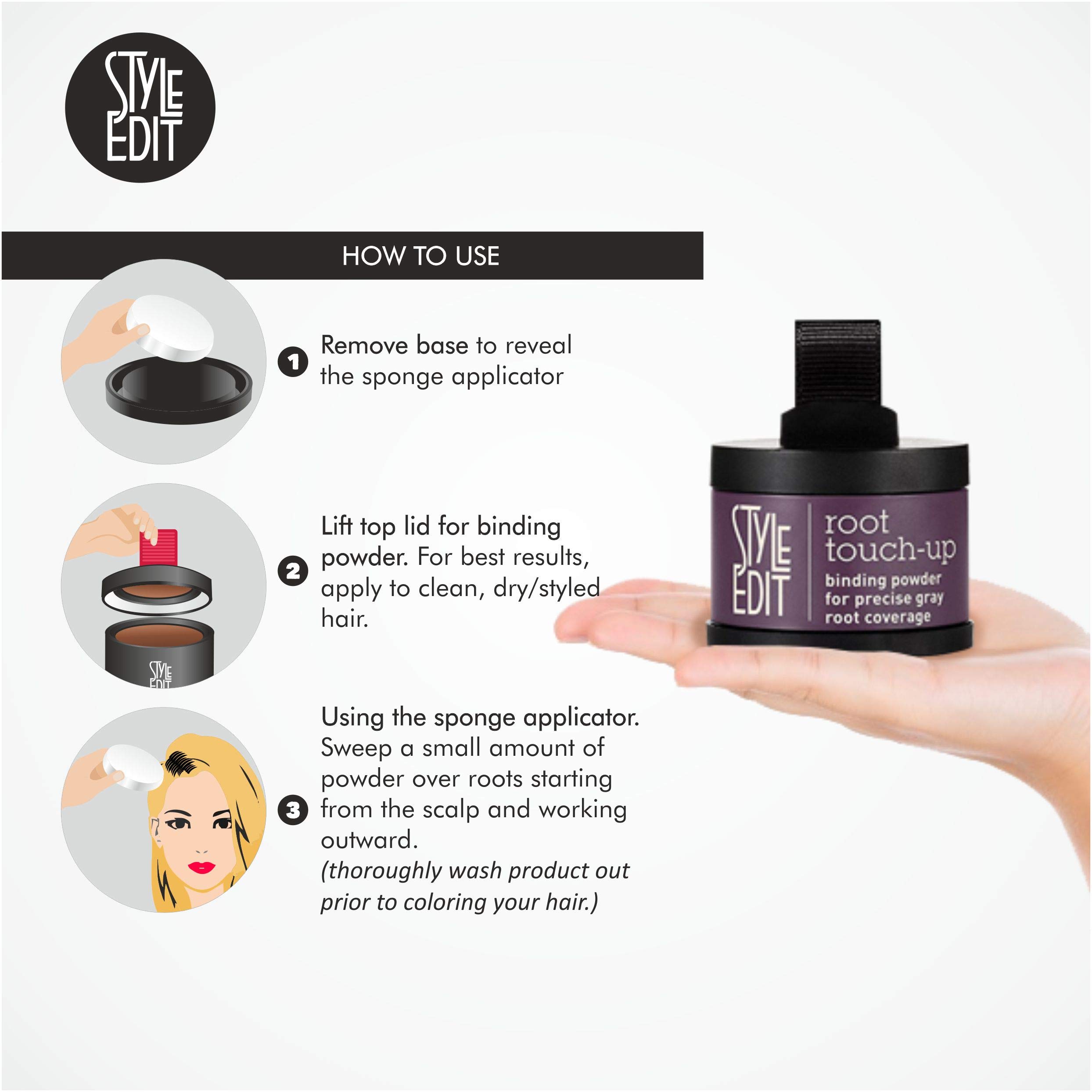 Style Edit Root Touch Up Powder, Concealer Spray & Cover Up Stick for Gray Hair & Roots – Dark Brown | Quick Fix for Roots Between Salon Visits, Travel & Everyday Use