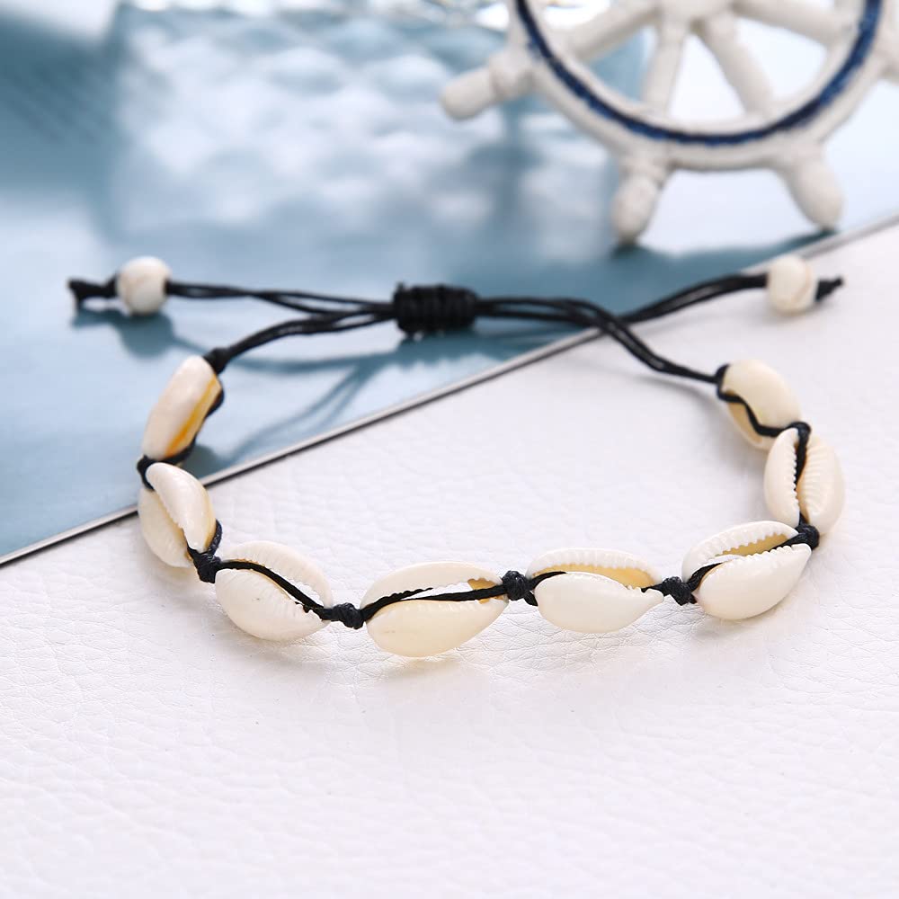 6-Piece Women's Boho Beach Anklet Set - Adjustable Shell & Cowrie Seashell Ankle Bracelets for Summer, Surfing & Vacation Jewelry | Perfect for Beach Parties, Tropical Getaways and Festival Fashion