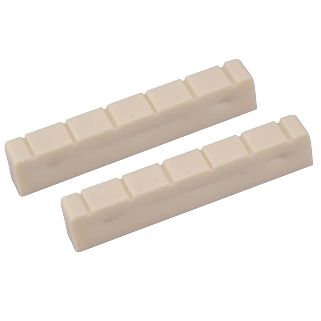 2Pcs Classical Guitar Bone Nuts 48mm 6 String Slotted - Premium White Guitar Nut Replacement Parts for Classical Acoustic Guitars | Perfect for Guitar Repair & Maintenance