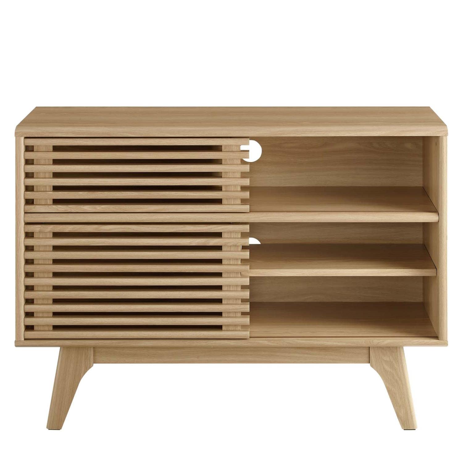 Modway Render Mid-Century Modern Two-Tier Oak Display Stand - Perfect for Living Room Shelving, Bedroom Decor & Office Organization