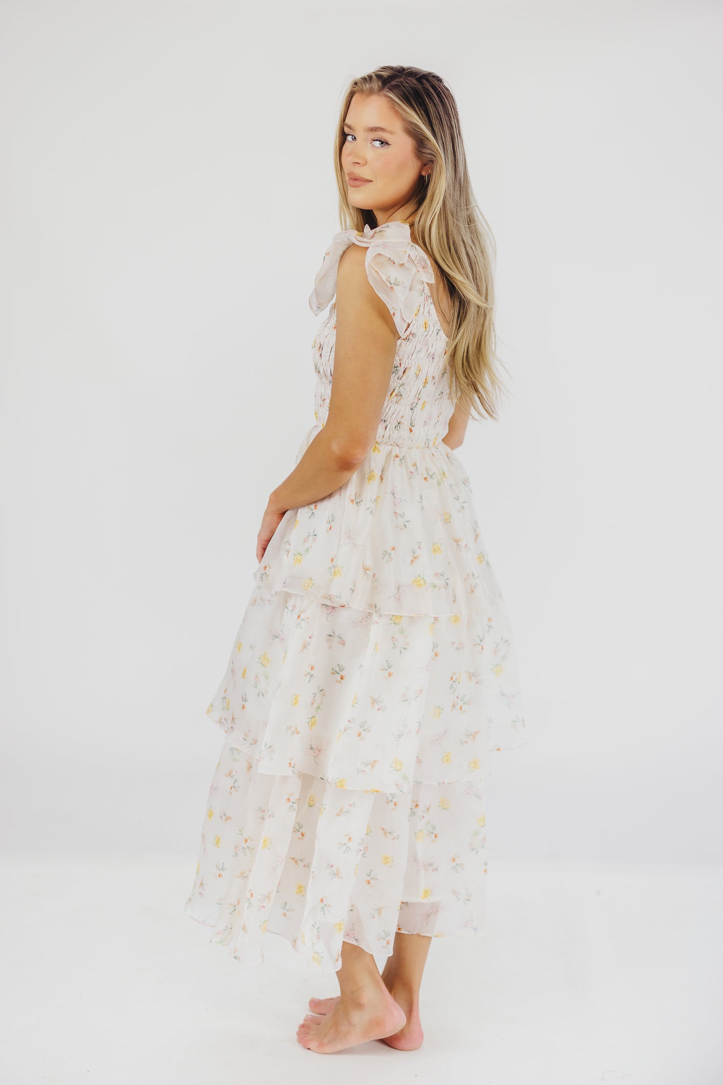 Forever & Always Midi Dress - Tiny Yellow Floral Print | Bump Friendly Maternity Dress | Inclusive Sizing S-3XL | Perfect for Baby Showers, Weddings & Summer Events