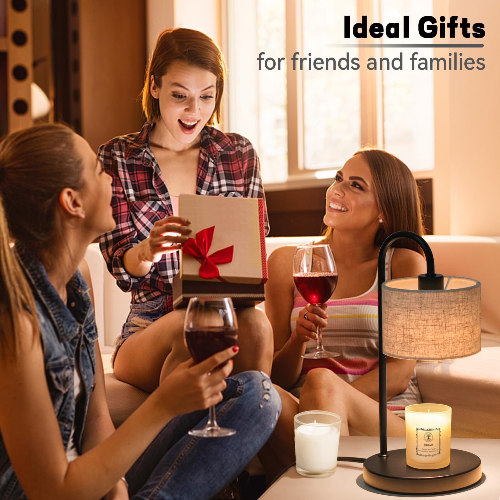 Dimmable Candle Warmer Lamp with Timer - Wax Melter for Home Decor, Birthday & Housewarming Gifts - Includes Replacement Bulbs - Compatible with All Candle Sizes - Perfect for Bedroom, Living Room & Relaxation - Linen Scent
