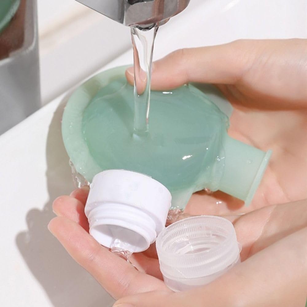 HELIMIX 3-Pack Refillable Travel Bottles for Toiletries - Leak Proof Silicone Containers for Shampoo, Lotion, Cream & Hand Wash - Perfect for Air Travel, Gym & Vacation Essentials