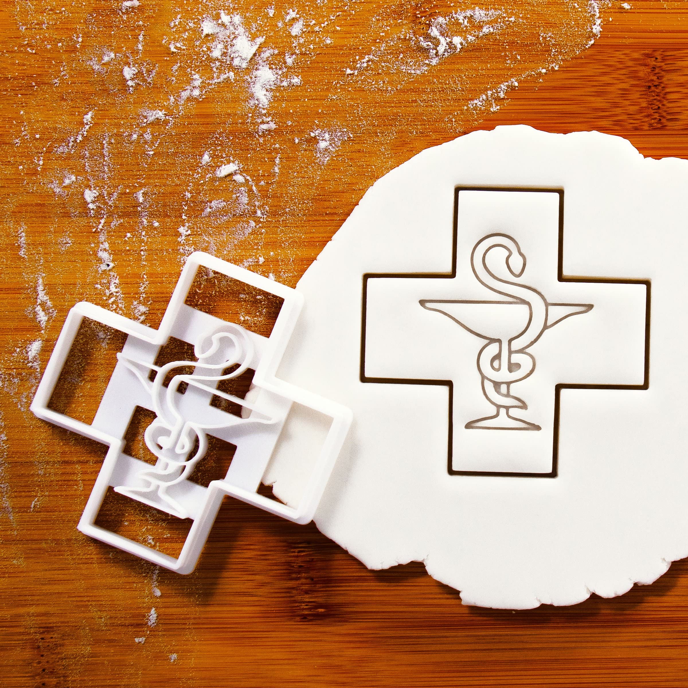 Set of 3 Pharmacy-Themed Cookie Cutters - Pill Bottle, Mortar & Pestle, Pharmacy Logo | 3-Piece Baking Tools for Medical-Themed Cookies, Pharmacist Gifts & Healthcare Party Decorations
