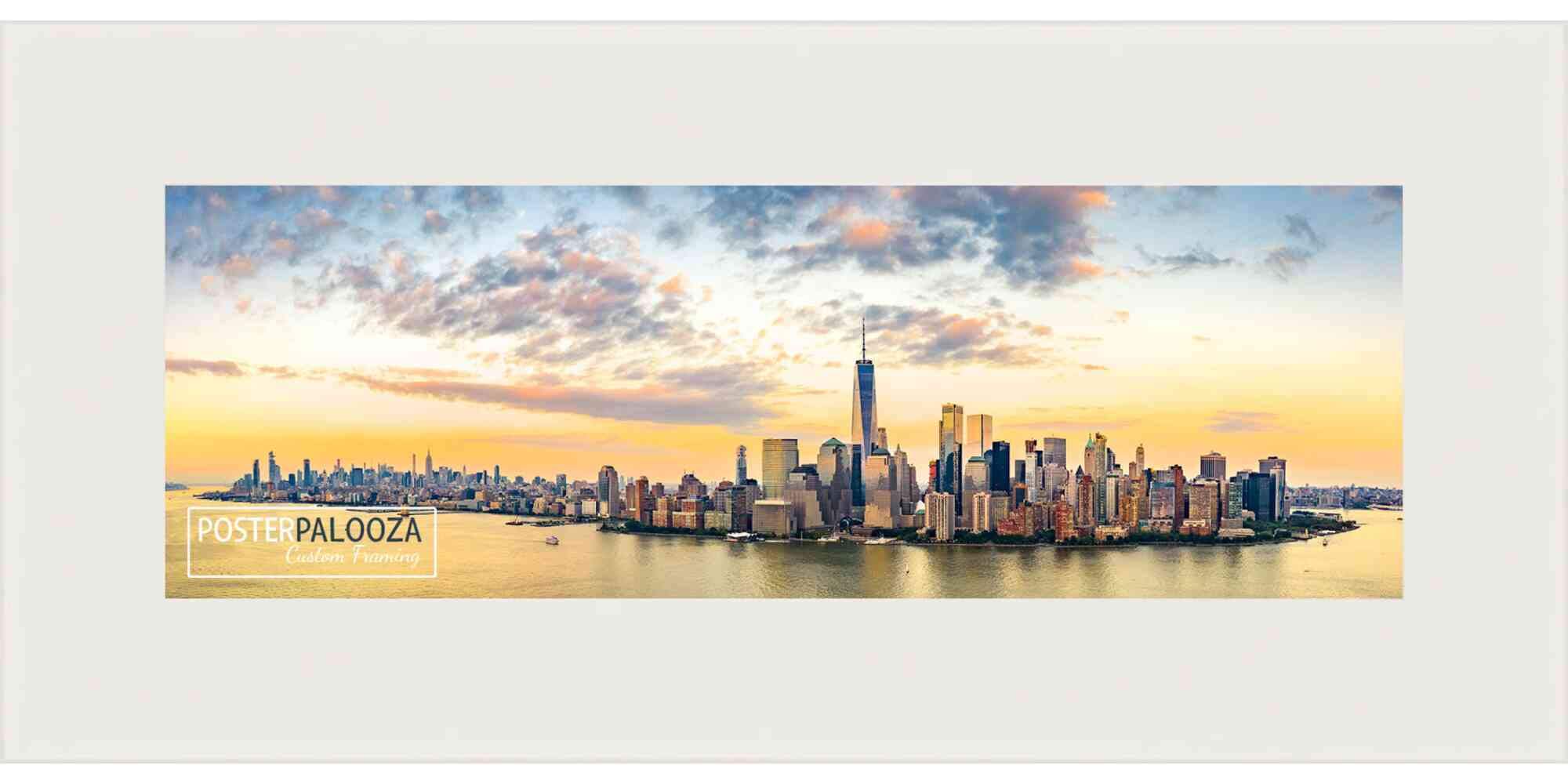 40x16 Contemporary White Wood Panoramic Picture Frame with UV Acrylic & Foam Board Backing - Wall Art Display for Living Room, Bedroom & Office Decor
