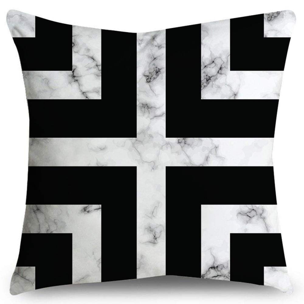 Double-Sided Geometric Black Marble Pillow Cover - Soft Microfiber Decorative Cushion for Sofa & Bed (45x45cm)
