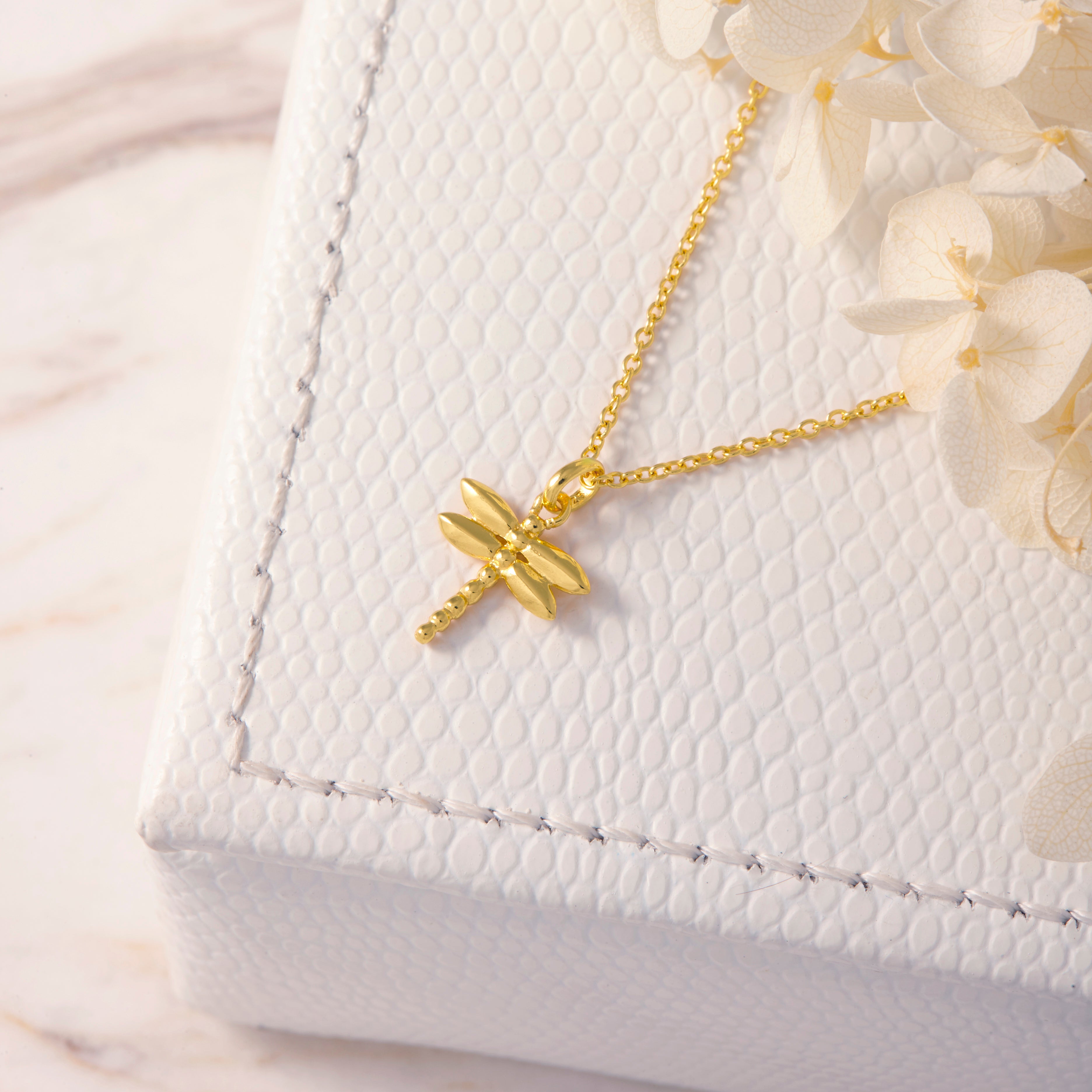 Dainty Dragonfly Gold Necklace for Women - Elegant 14K Gold Plated Pendant Jewelry Gift for Her - Perfect for Birthday, Anniversary & Everyday Wear