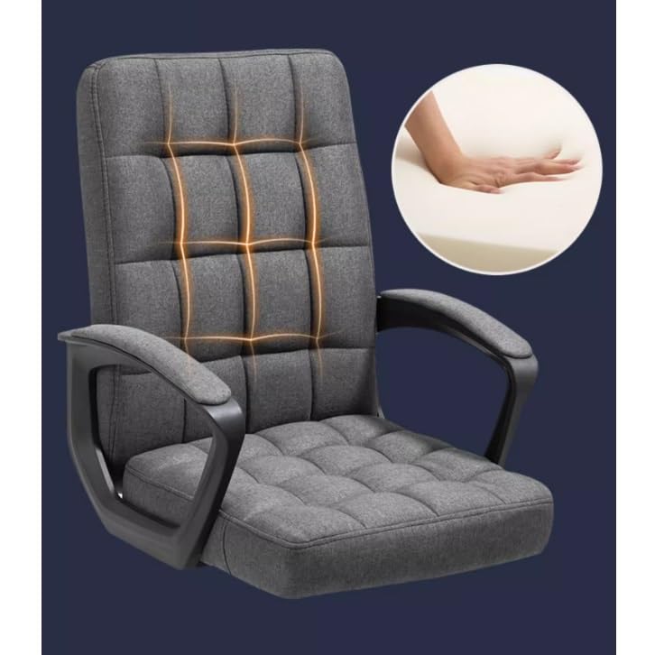 Ergonomic Office Chair with High Back, Armrests & Wheels - Adjustable Swivel Desk Chair for Home Office, Study & Executive Work - Comfortable Fabric Cushion (Black) - Perfect for Long Hours of Computer Work & Video Conferencing