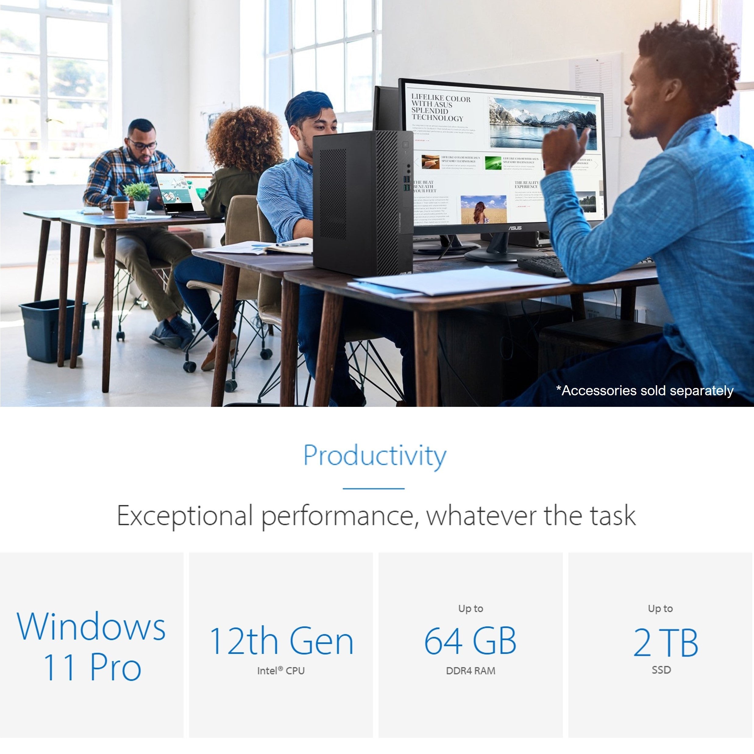 ASUS ExpertCenter D5 Business Small Form Factor (SFF) Desktop PC - Intel Core i5-12400 Processor, 8GB DDR4 RAM, 512GB PCIe M.2 SSD, Intel UHD Graphics, WiFi 6, No OS - Compact Black Office Computer for Small Business & Home Office Use