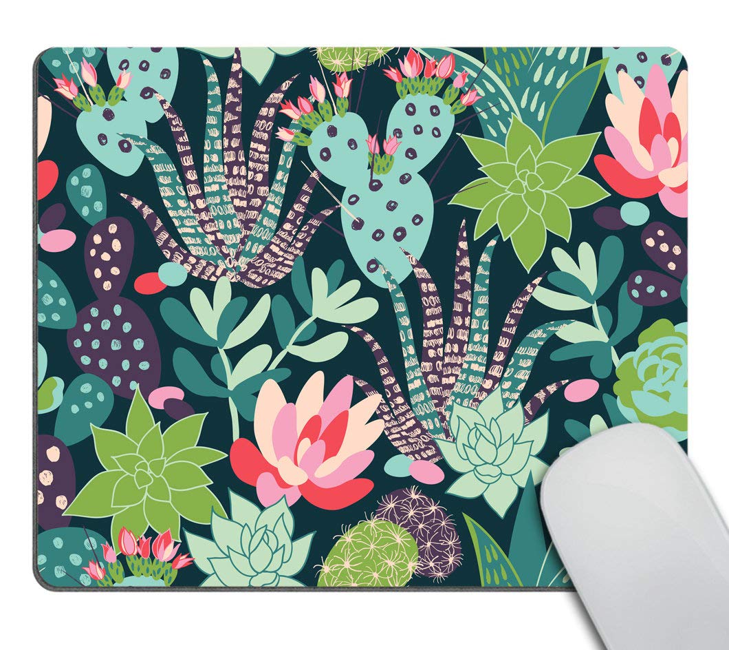 Custom Gaming Mouse Pad with Trendy Tropical Succulents & Cactuses Design - Non-Slip Rubber Base for Precise Control | Perfect for PC, Laptop, Office & Gaming Setup