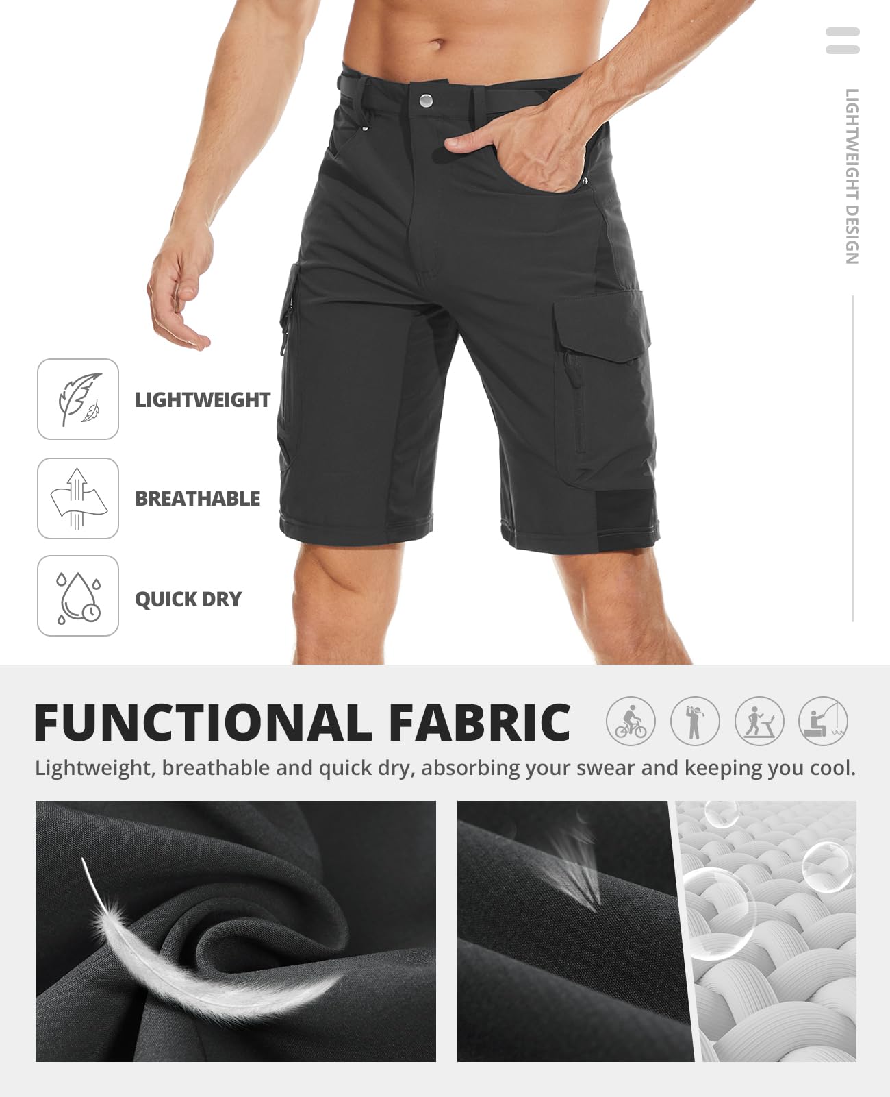 Cycorld Men's Mountain Bike Shorts for Cycling & Hiking - Outdoor Cargo Shorts