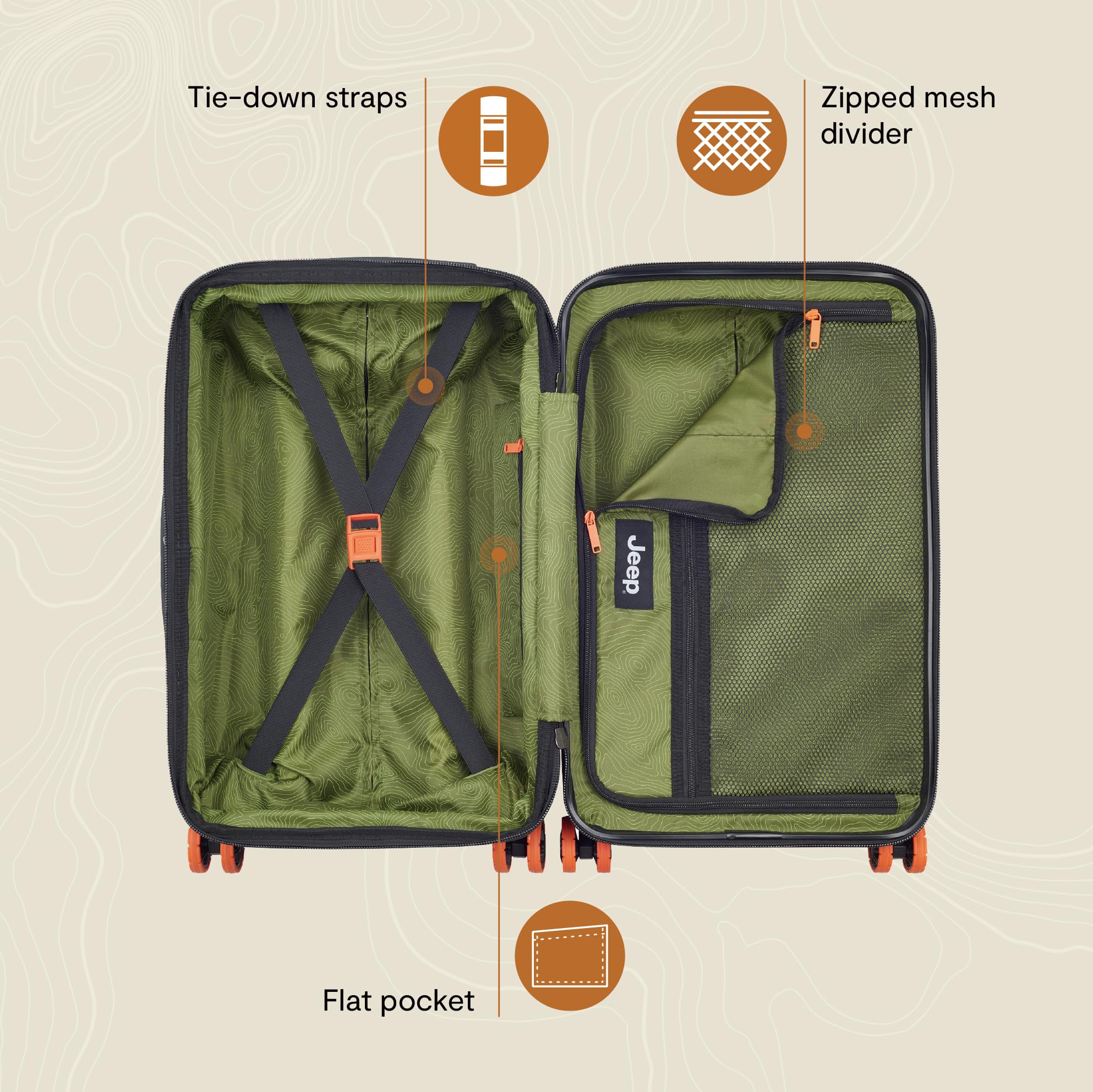 Jeep JH002B 19-Inch Hardside Expandable Carry-On Luggage with 360° Spinner Wheels - Chili Pepper Red - Perfect for Air Travel & Weekend Getaways