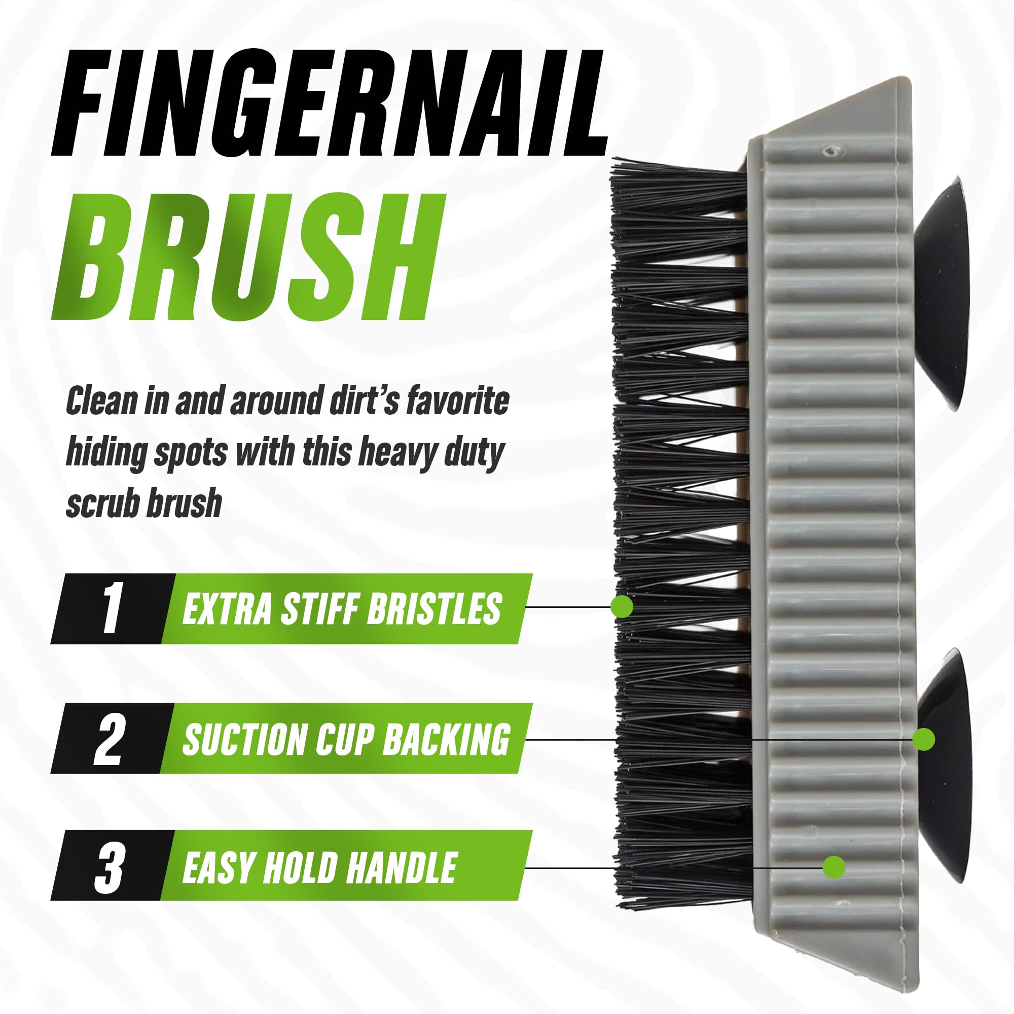 Heavy Duty Nail Brush for Cleaning Hands & Under Nails - Grip Clean Mechanical Nail Brush for Men & Women - Perfect for Mechanics, Gardeners & Healthcare Workers
