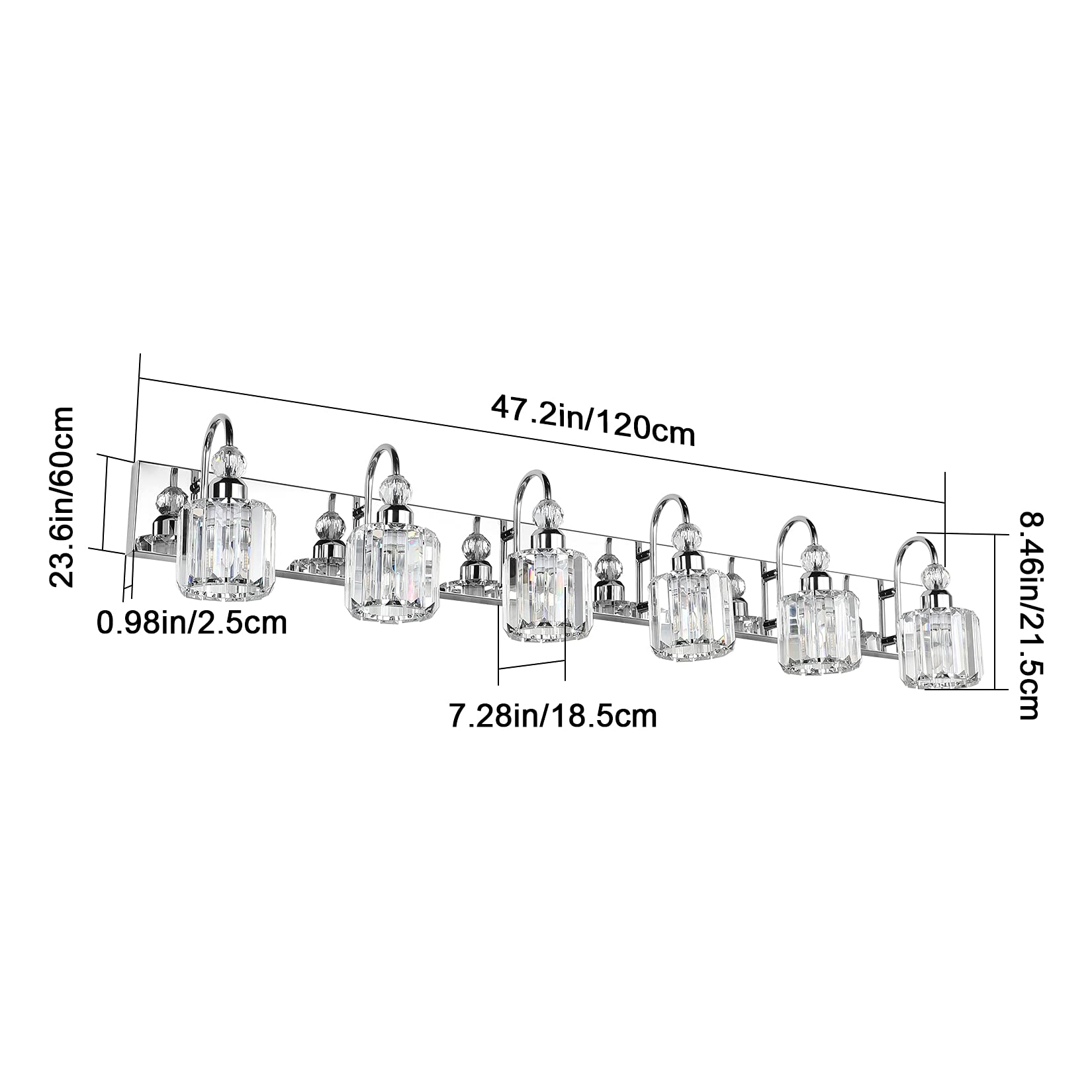Ralbay Modern LED Crystal Bathroom Vanity Lights - Stainless Steel Mirror Lighting Fixtures for Bathroom Makeup & Vanity Area - Perfect for Home, Hotel, Spa Decor