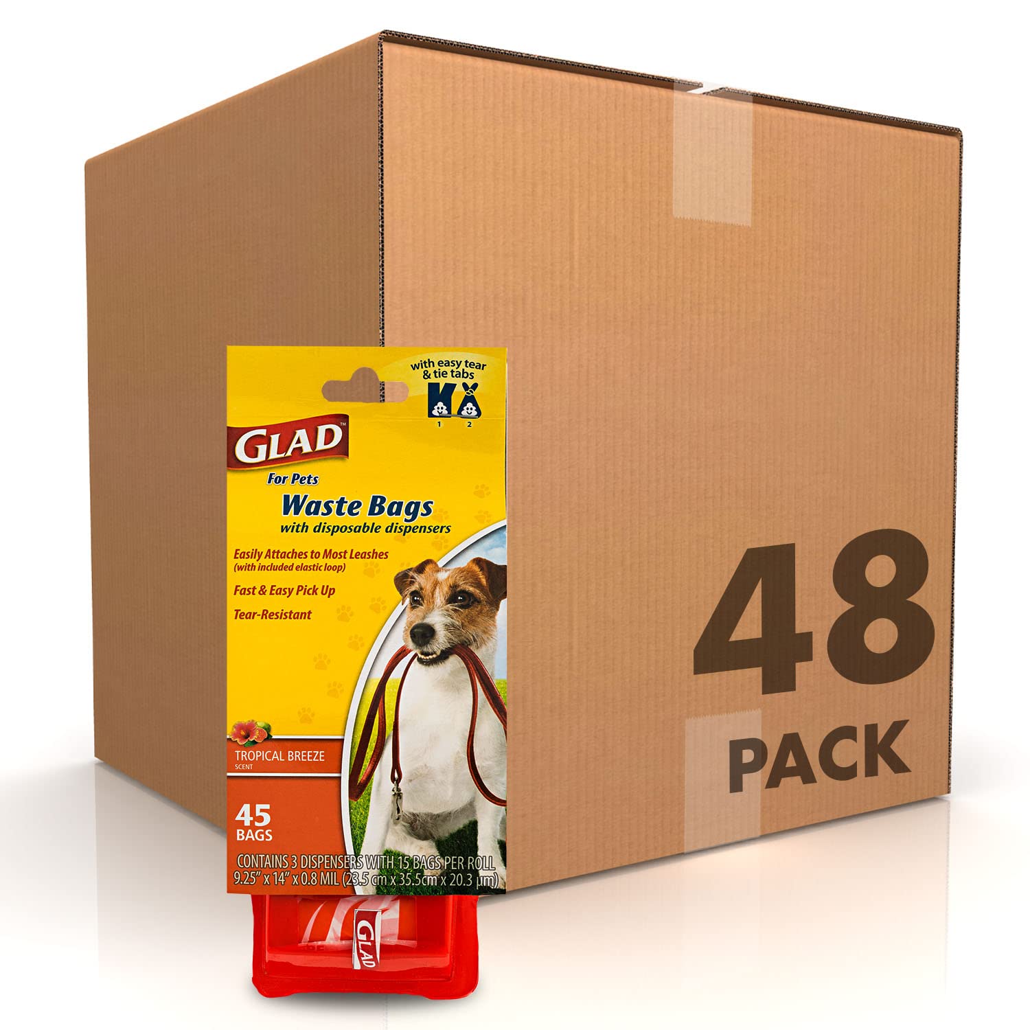 Glad for Pets Extra Large Unscented Dog Waste Bags with Dispenser & Clip | 2160 Count Heavy Duty Poop Bags for Dogs, Leak Proof & Easy to Use | Perfect for Park Walks, Backyard Cleanup & Travel