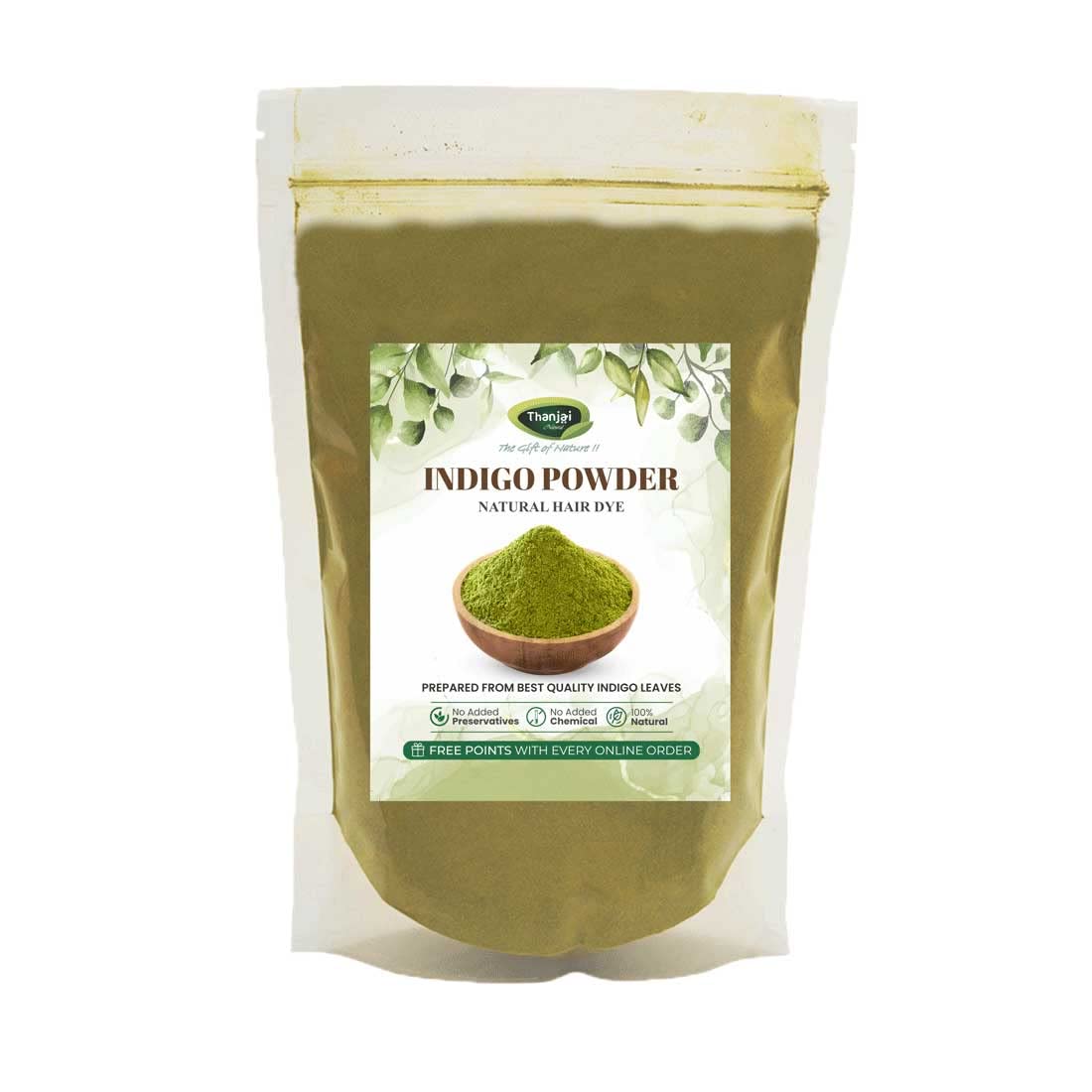 Thanjai Natural Indigo Powder (Indigofera Tinctoria) 500g - 100% Pure Organic Hair Dye for Natural Hair Color, Hair Growth & Scalp Care | Chemical-Free Herbal Treatment for Gray Coverage & Hair Strengthening | Perfect for DIY Hair Coloring at Home