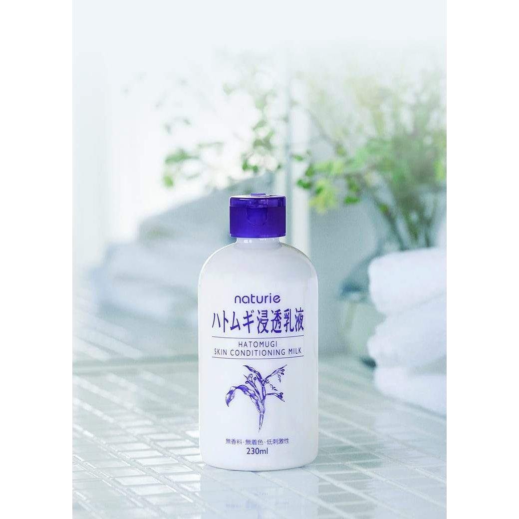 Naturie Hatomugi Skin Conditioning Milk - Job's Tears Emulsion 230ml | Hydrating Facial Moisturizer for Dry & Sensitive Skin | Daily Skincare Routine & Makeup Base