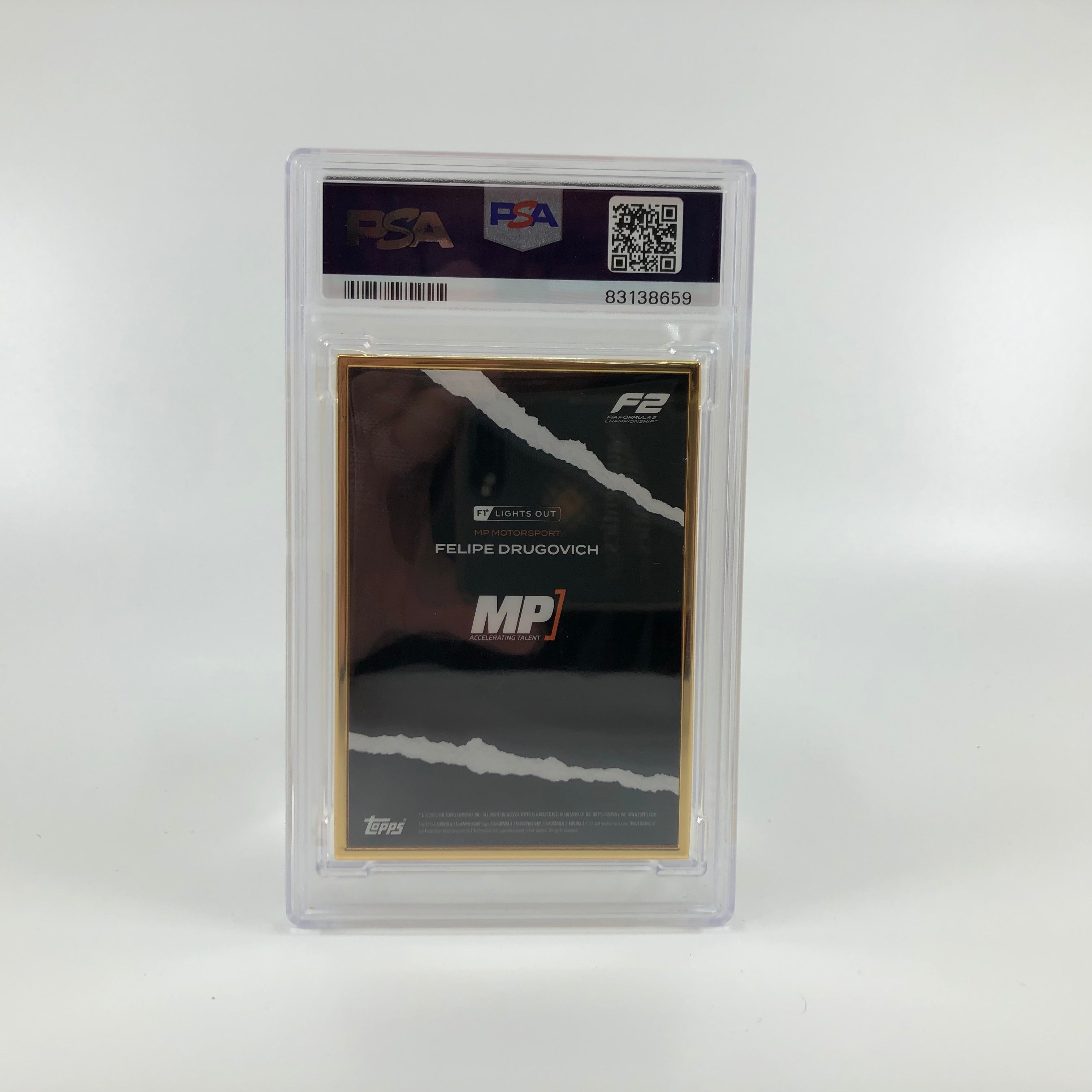 Felipe Drugovich 2022 Lights Out F2 Driver 1/1 Gold Frame PSA 10 - Perfect for Motorsport Collectors & Racing Memorabilia Displays