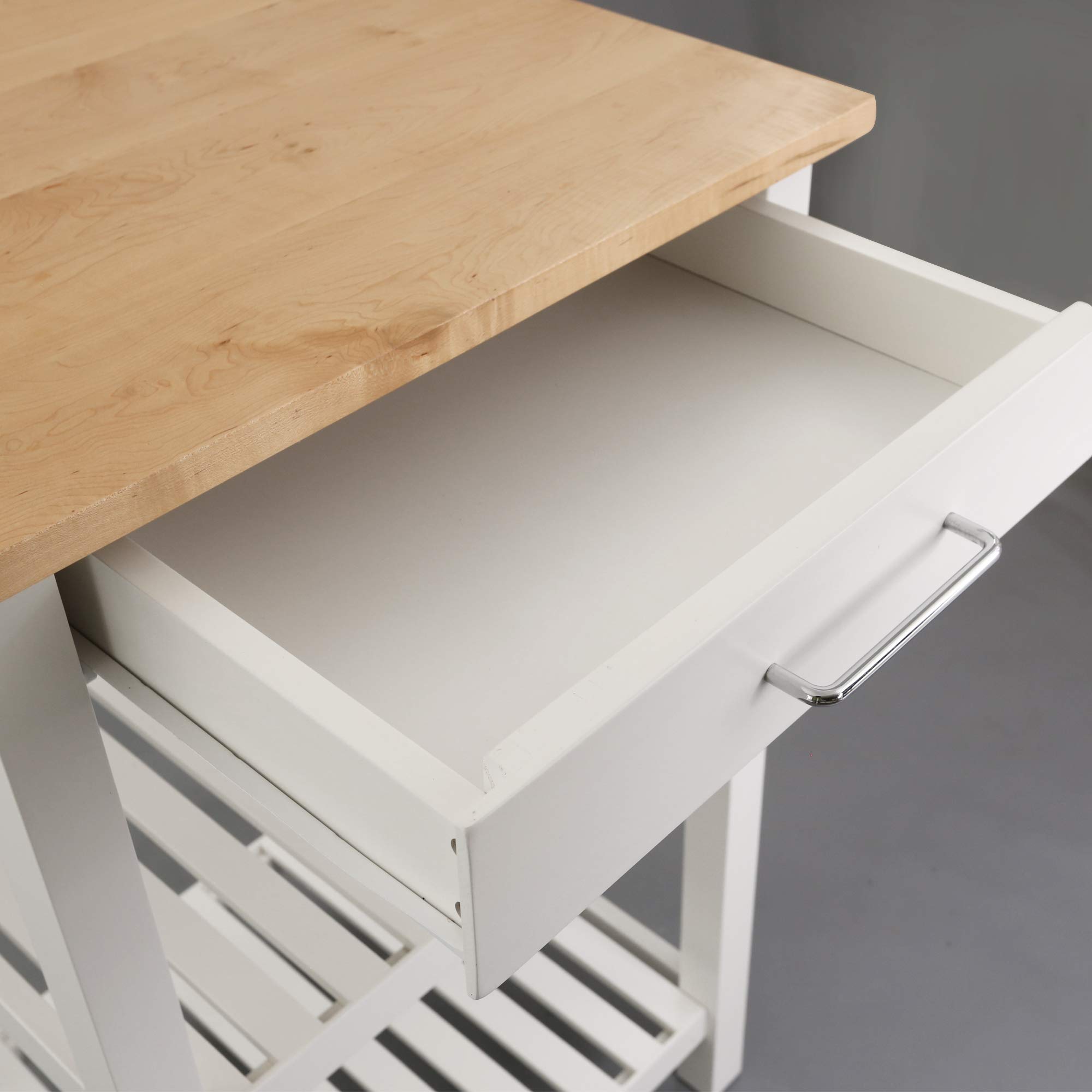 American Trails Sunrise Kitchen Island with Natural Maple Top & White Base - Perfect for Farmhouse, Rustic & Modern Kitchens - Ideal for Extra Storage & Counter Space
