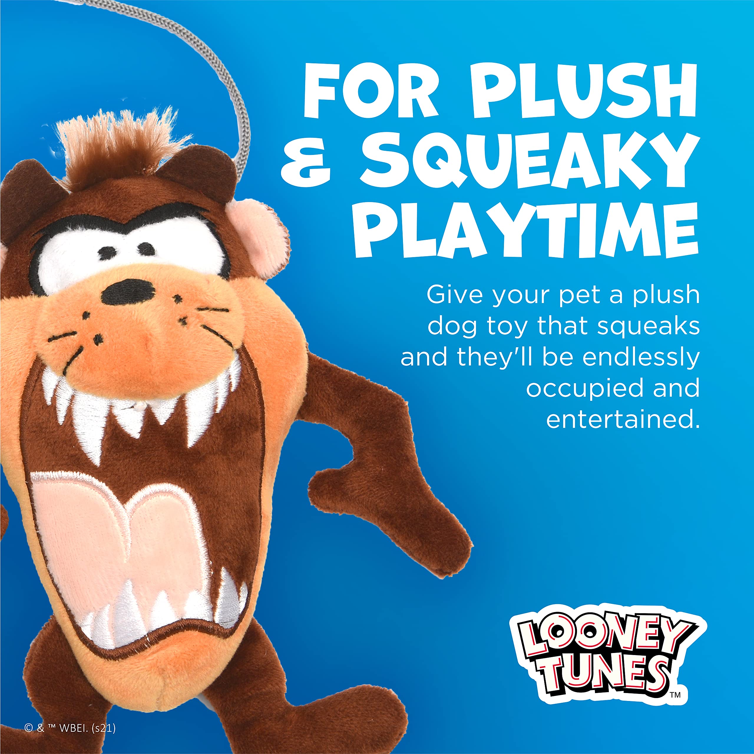 Looney Tunes Taz the Tasmanian Devil Plush Dog Toy - Interactive Hide & Seek Fabric Toy for Small, Medium & Large Dogs | Soft Brown, Tan & Grey Chew Toy for Playtime & Training | Perfect for Indoor & Outdoor Fun