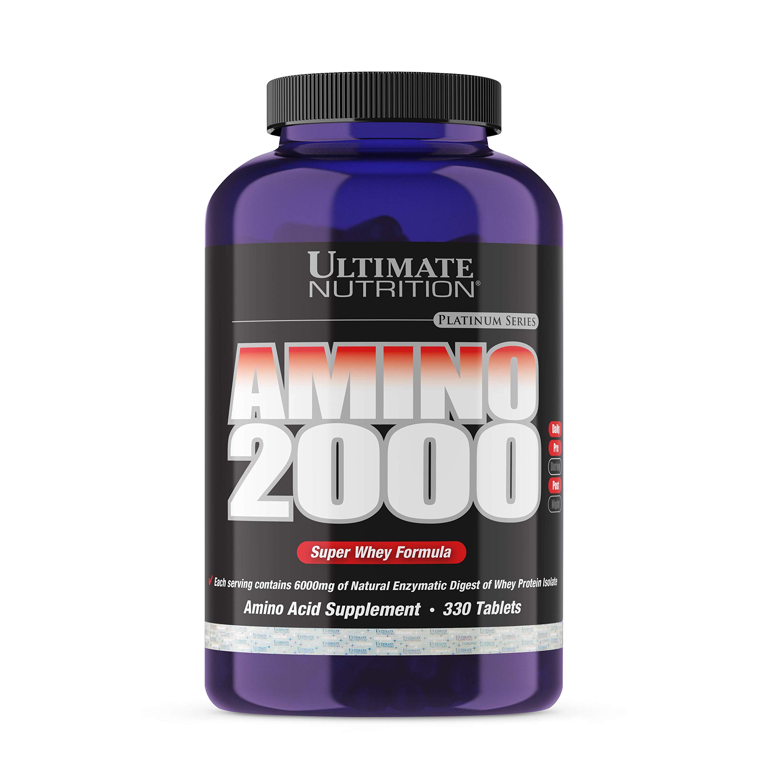 Ultimate Nutrition Amino 2000 BCAA Supplement - 330 Tablets for Muscle Growth, Workout Recovery & Athletic Performance | Whey Protein Isolate for Lean Muscle | Pre & Post Workout, Gym & Fitness Enthusiasts