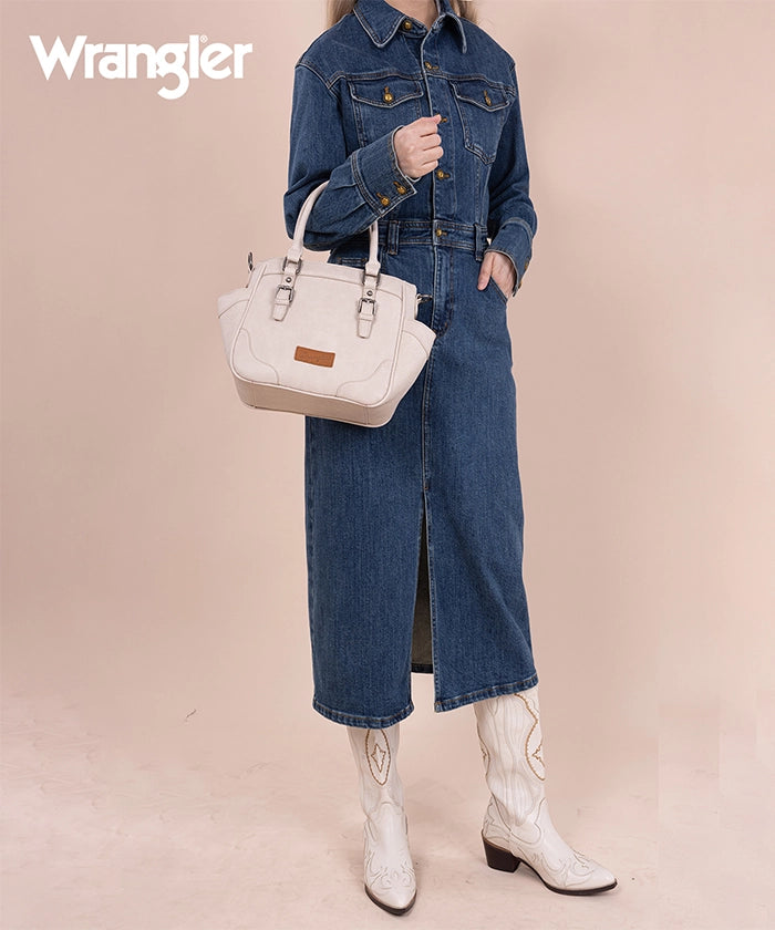 Wrangler Genuine Leather Buckle Tote Bag for Women - Stylish & Durable Handbag for Work, Travel & Everyday Use