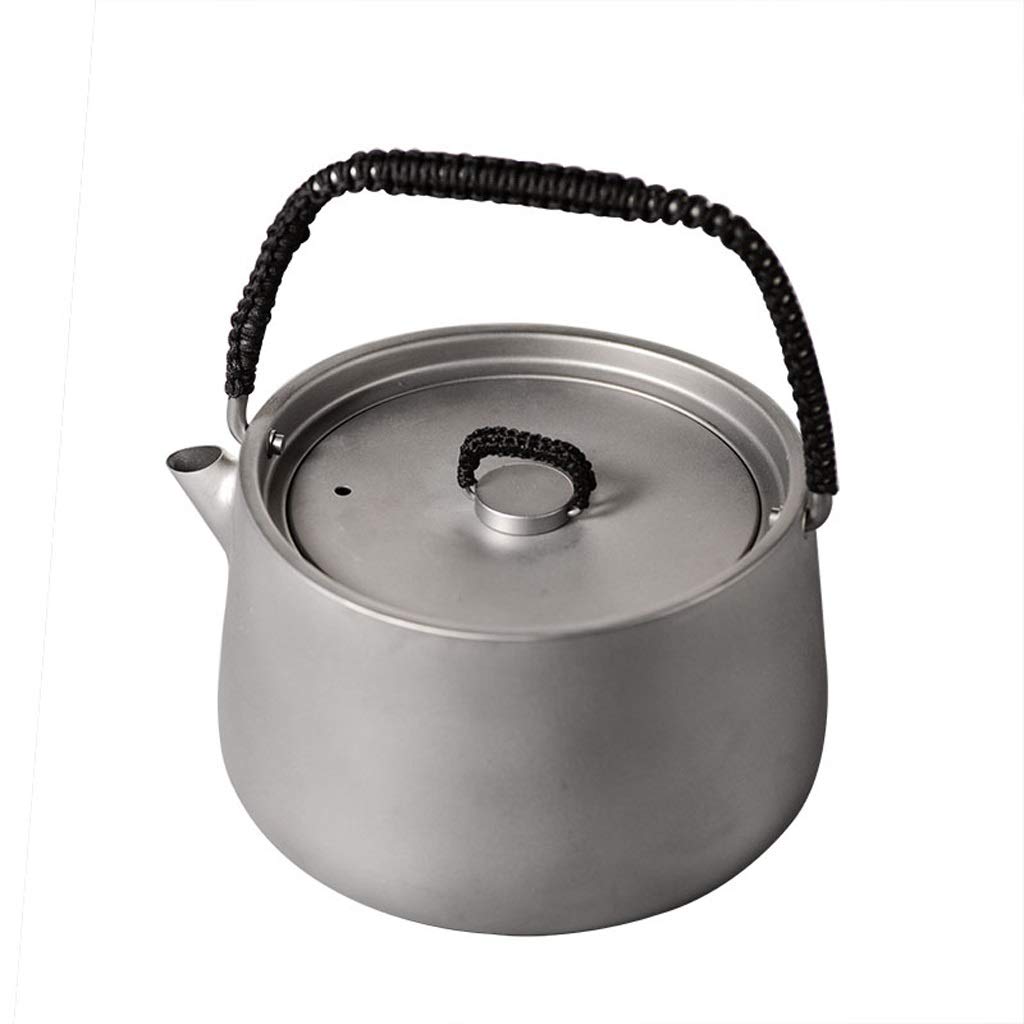 YCDJCS 1L Pure Titanium Camping Kettle - Lightweight Portable Outdoor Cookware for Backpacking, Picnic, Fishing & Camp Kitchen - Perfect for Coffee, Tea & Cooking (Silver, 157.8cm) | Ideal for Hiking, RV Trips & Emergency Preparedness