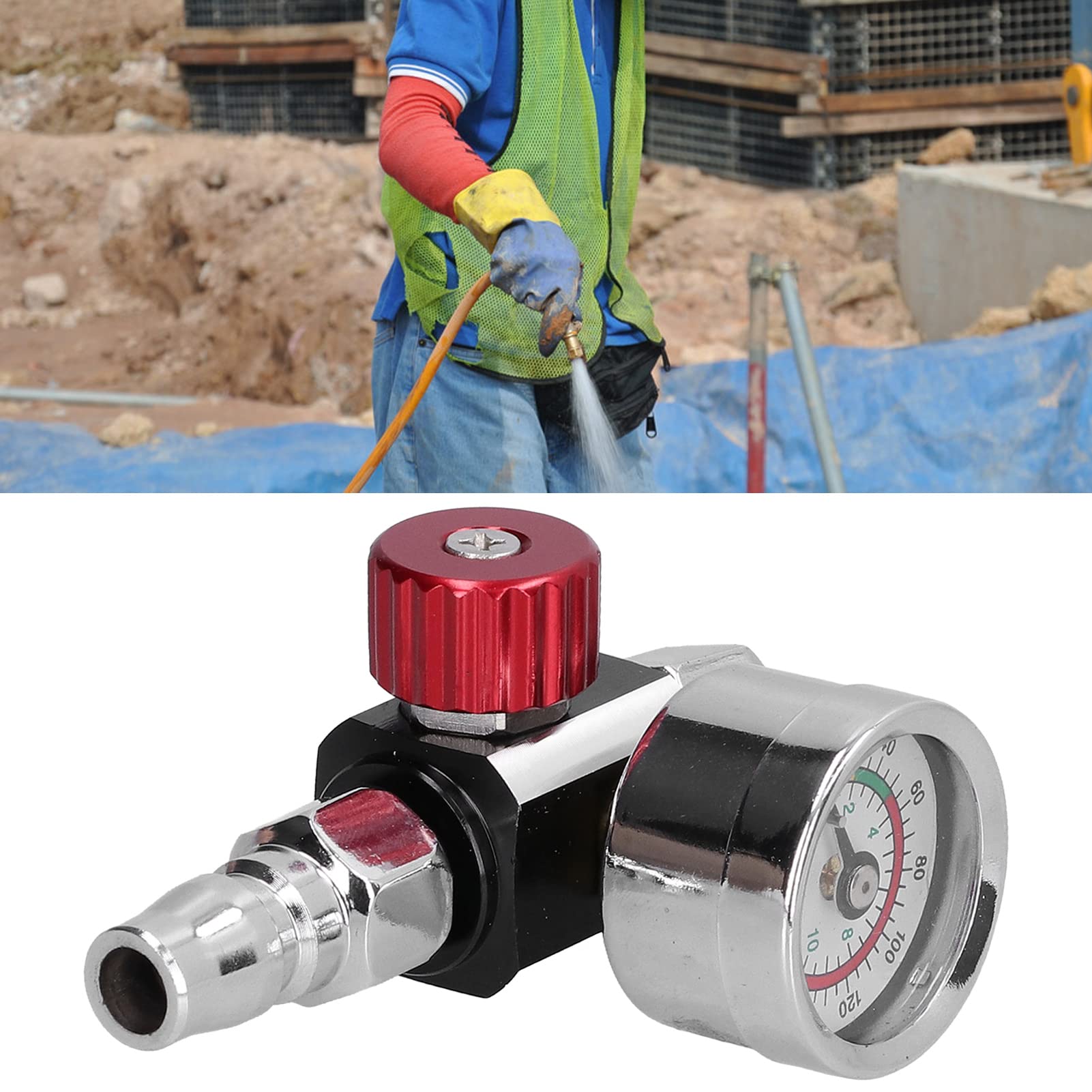 Air Throttle Regulator Valve with Pressure Gauge for Spray Guns - Professional Paint Sprayer & Air Tool Accessory for Automotive, Woodworking & DIY Projects