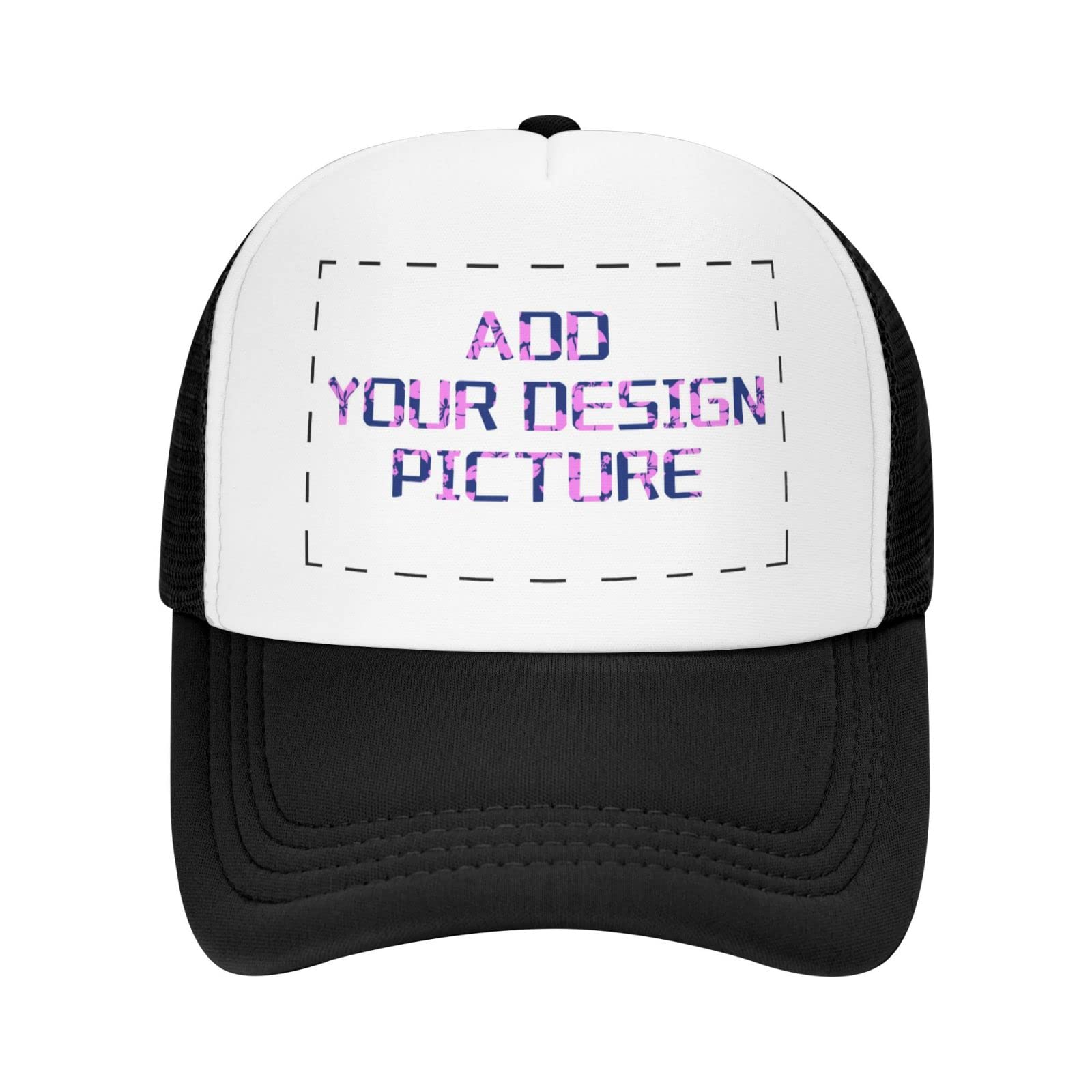 Custom Trucker Hats for Men & Women - Personalized Photo Baseball Caps - Design Your Own Snapback Hats - Perfect for Outdoor Activities, Sports & Casual Wear - Black