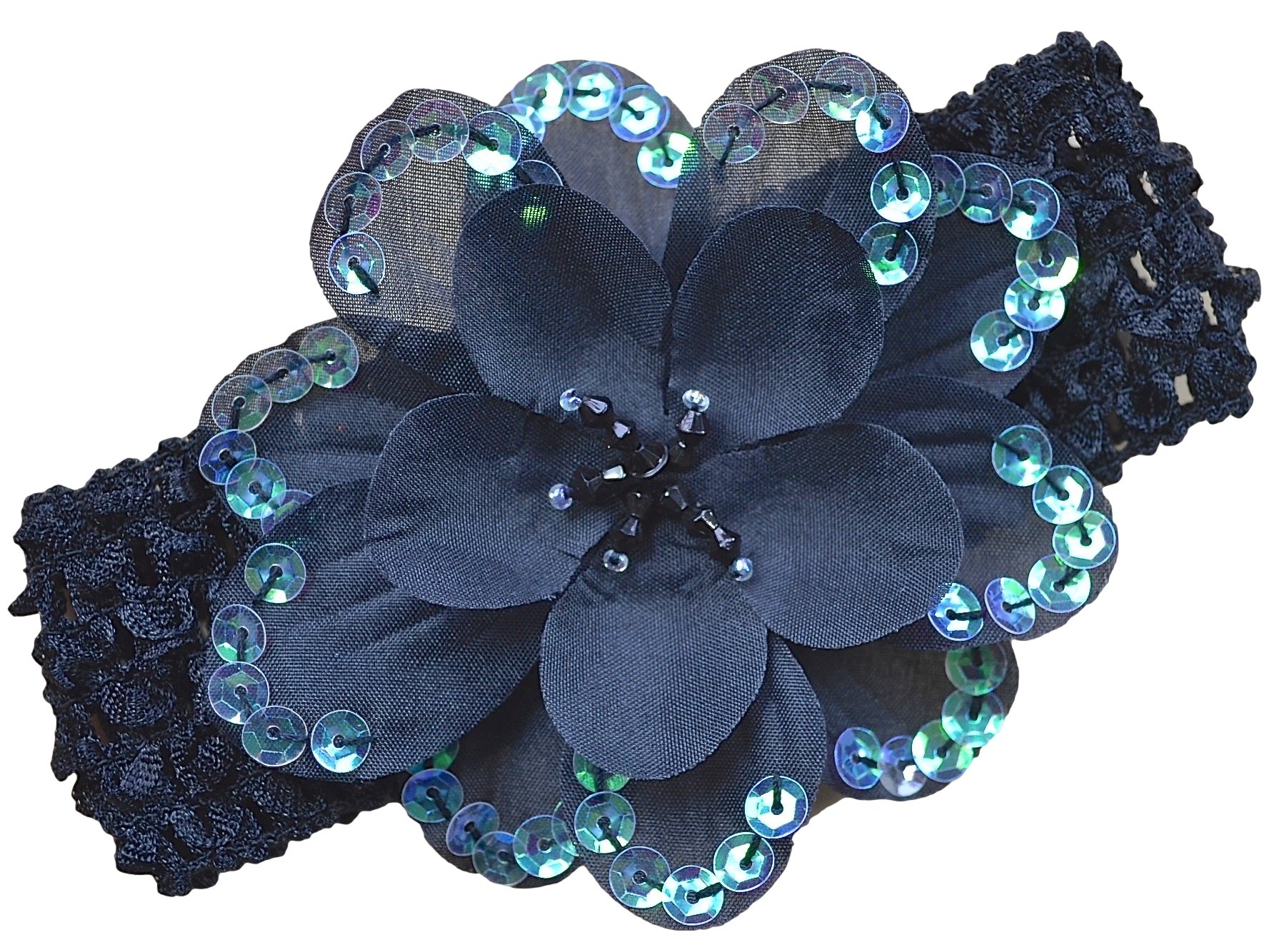 Funny Girl Designs Baby Girls Celeste Sequin Flower Crochet Headband - Adorable Hair Accessory for Newborns, Infants & Toddlers - Perfect for Photos, Parties & Special Occasions