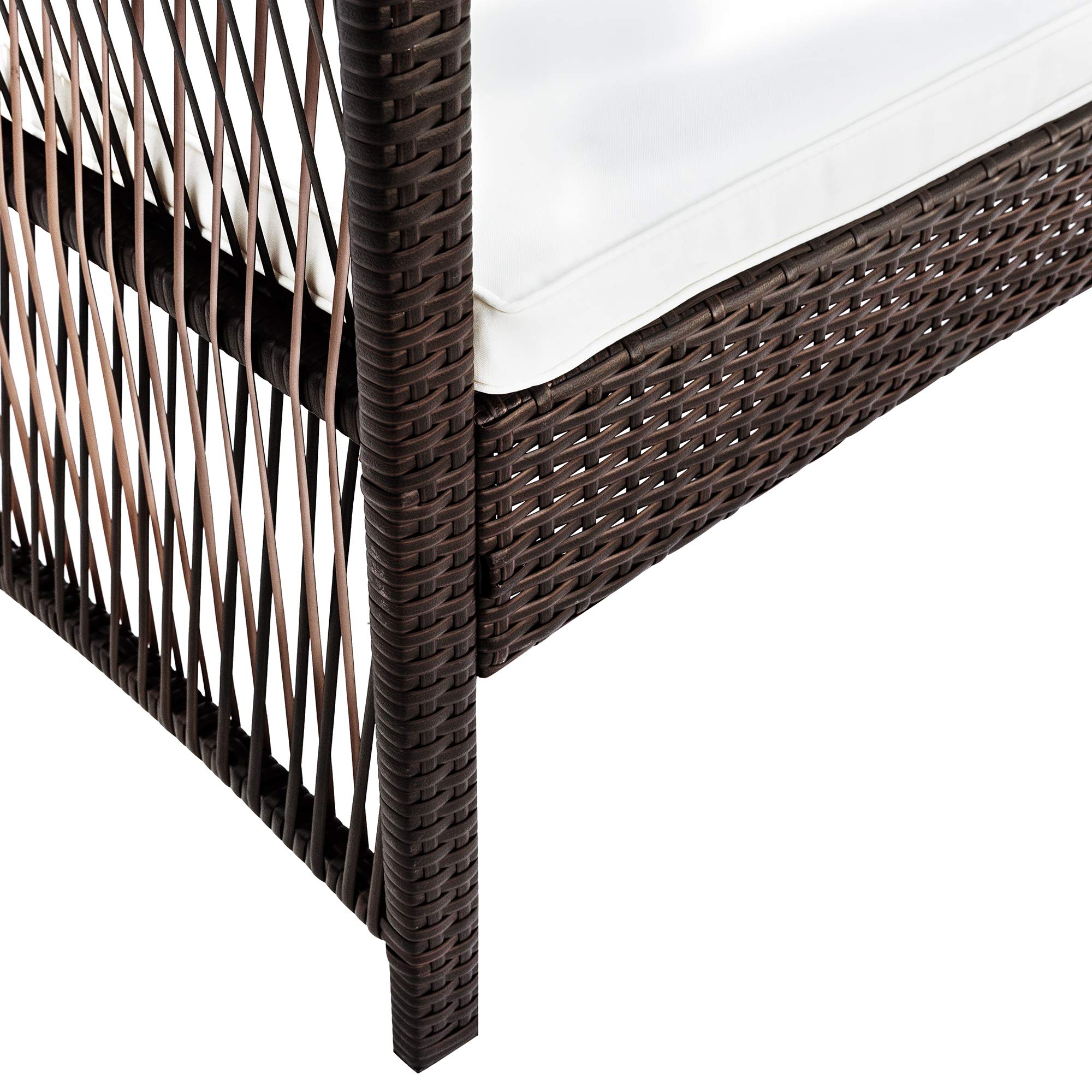 4-Piece Outdoor Rattan Patio Furniture Set - Wicker Sofa, Chair & Table for Garden, Backyard, Porch, Poolside - Brown - Perfect for Relaxing, Entertaining & Outdoor Dining