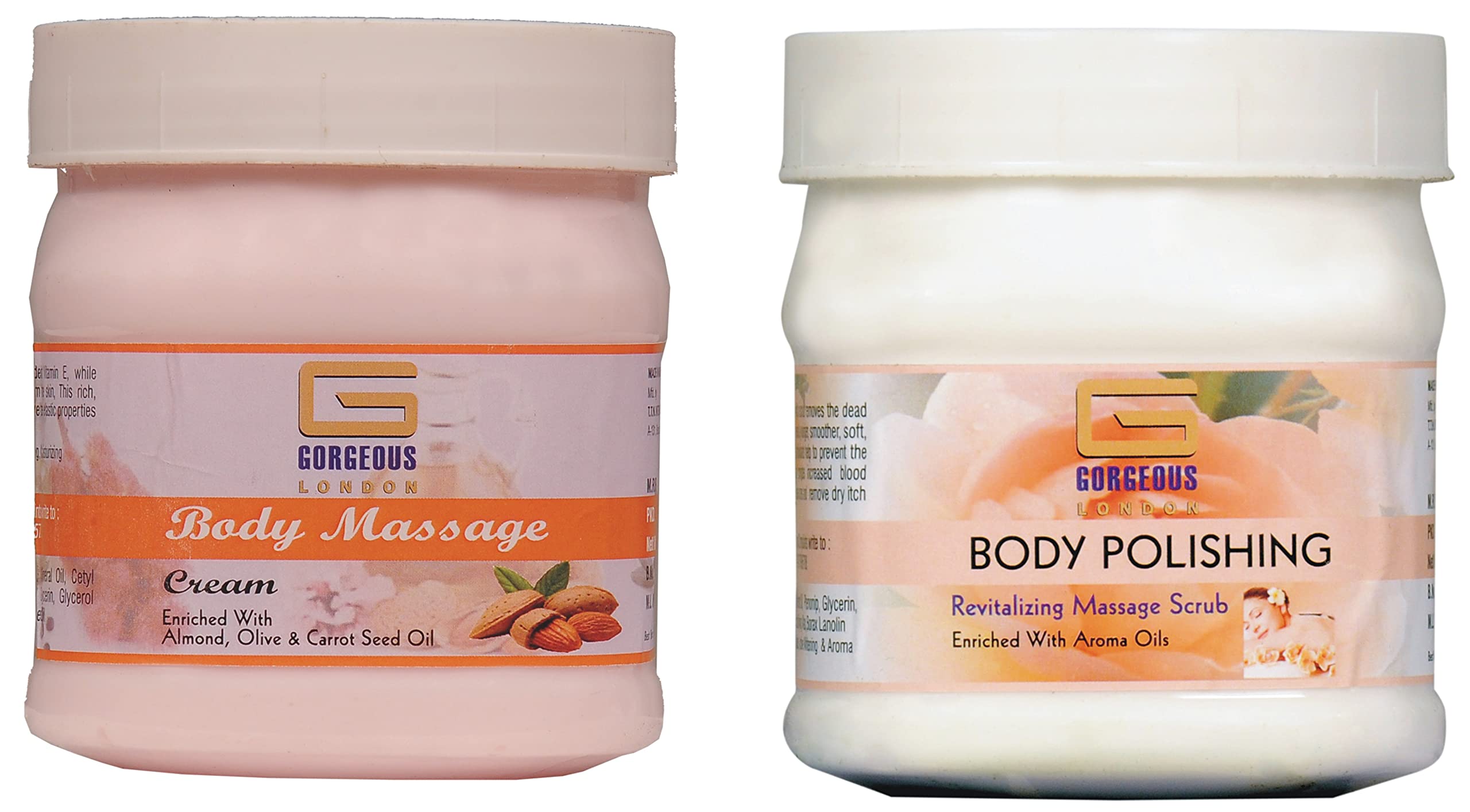 London Luxury Body Massage Cream & Exfoliating Scrub Set - 2 Pack (450g Each) for Spa Day & At-Home Self Care